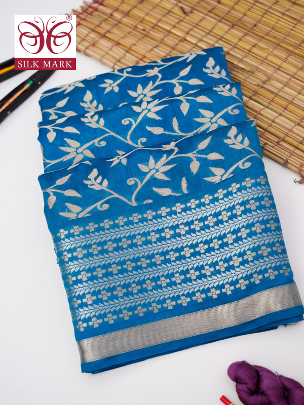 Pure Chinya Katan Silk Saree with Jaal Weaving By Kalakari