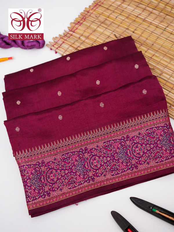 Mango Katan Silk Saree with Jamewar Border and Pallu By Kalakari