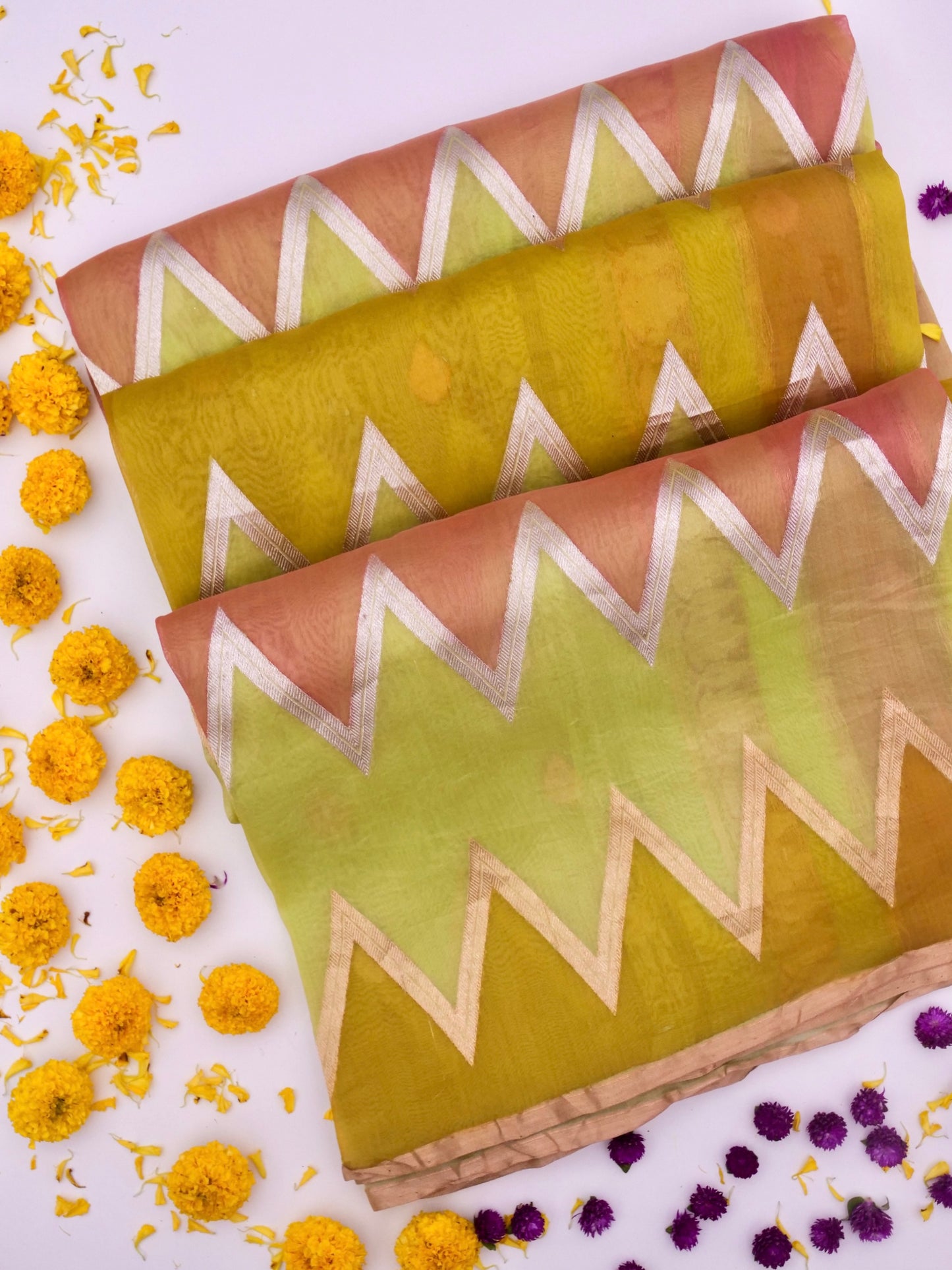 Handloom Banarasi Kora Organza Saree with Kadhwa Buti By Kalakari