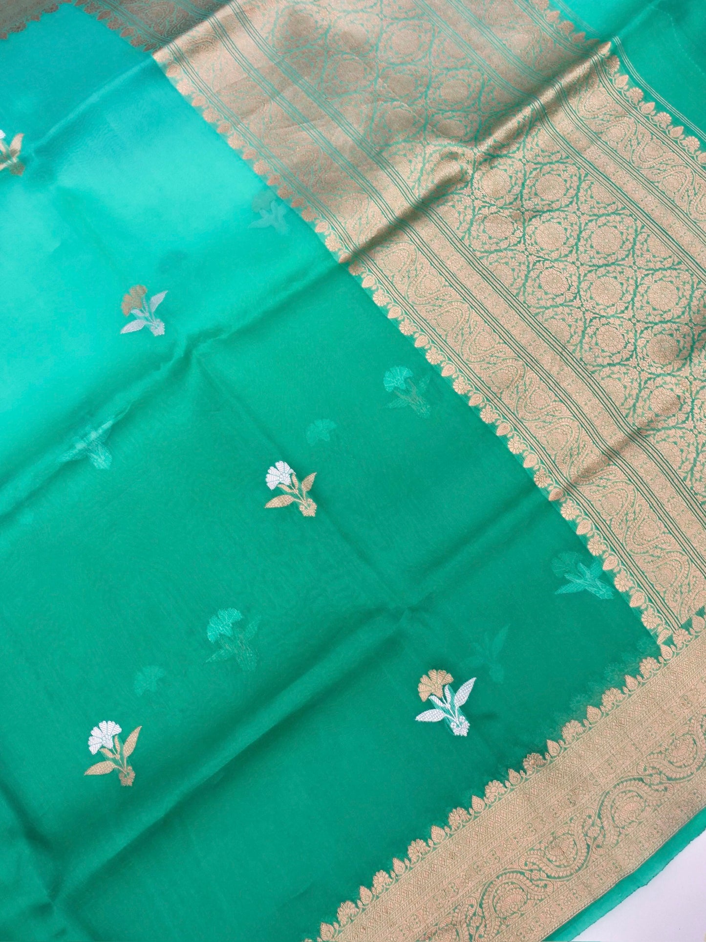 Banarasi Kora Organza Saree with Kadhwa Buti in Ombre Shades