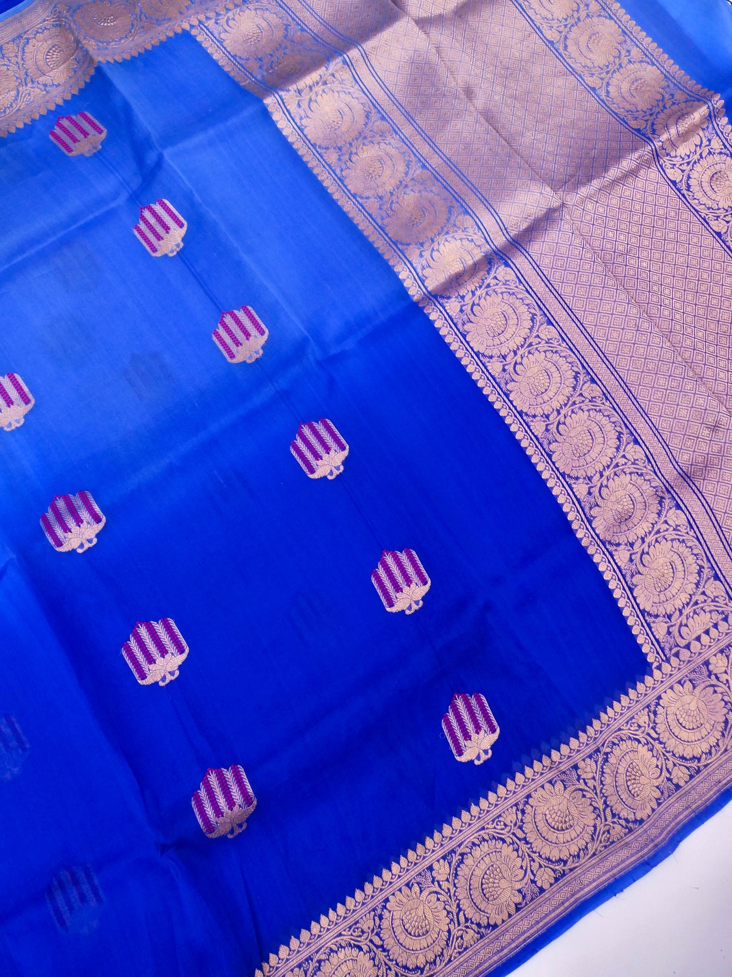 Banarasi Kora Organza Saree with Kadhwa Buti in Ombre Shade
