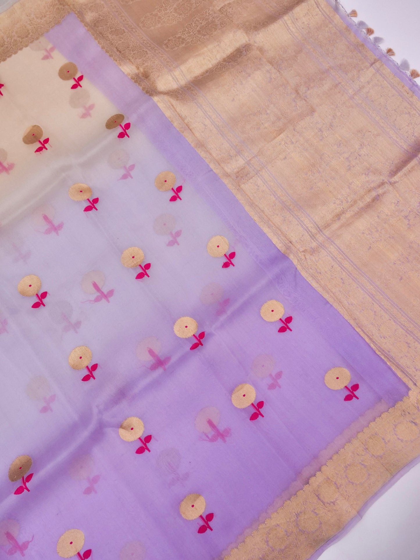 Banarasi Kora Organza Saree with Kadhwa Buti in Dual Ombre Shade