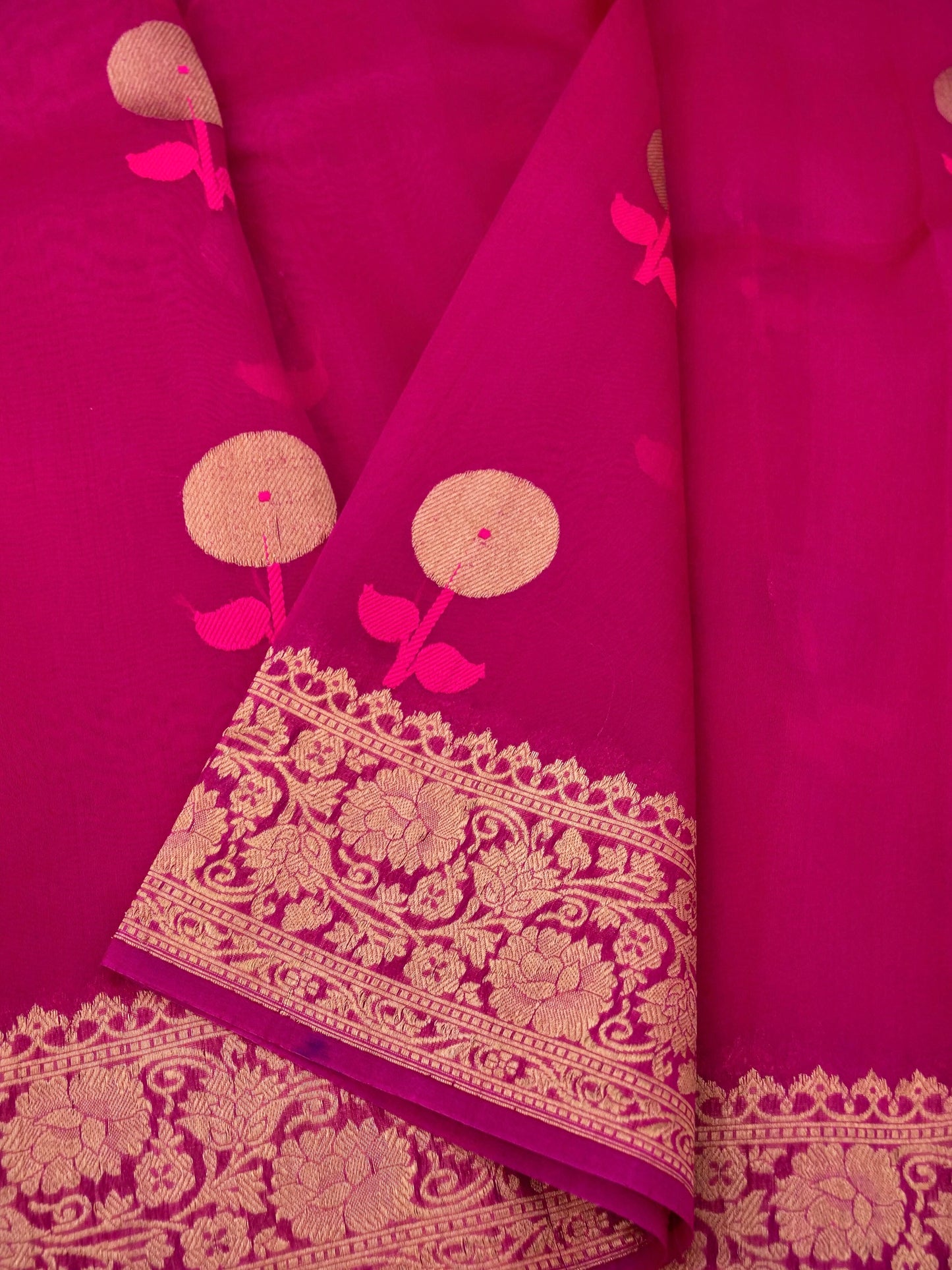 Handloom Banarasi Pure Kora Organza Saree with Kadhwa Buti Weaving