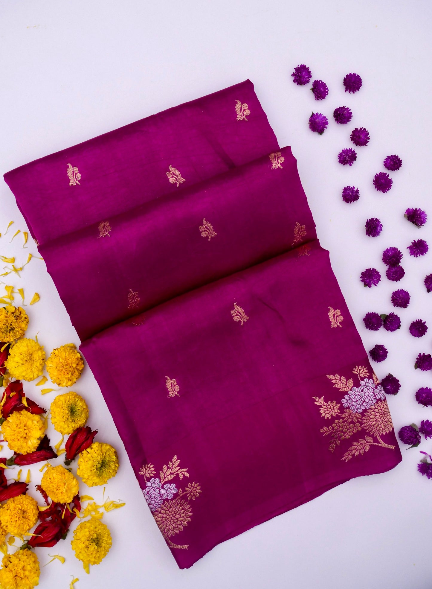 Pure Banarasi R Mango Katan Silk Saree with Kadhwa Buti By Kalakari
