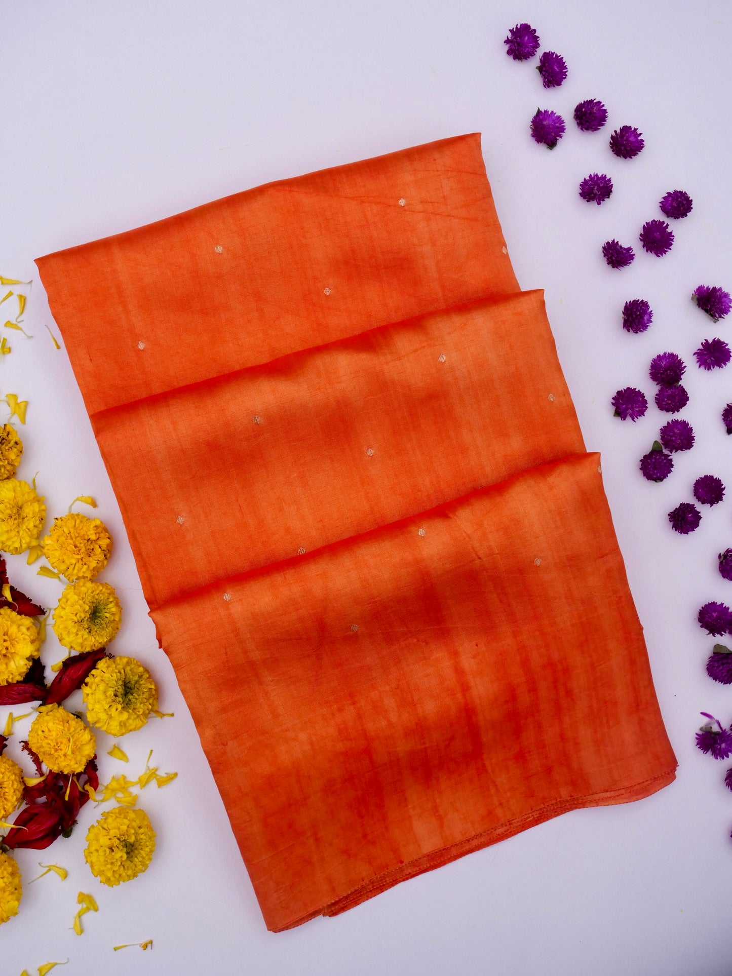 Pure Orange Banarasi Mango Katan Silk Saree in Kadhwa Buti By Kalakari