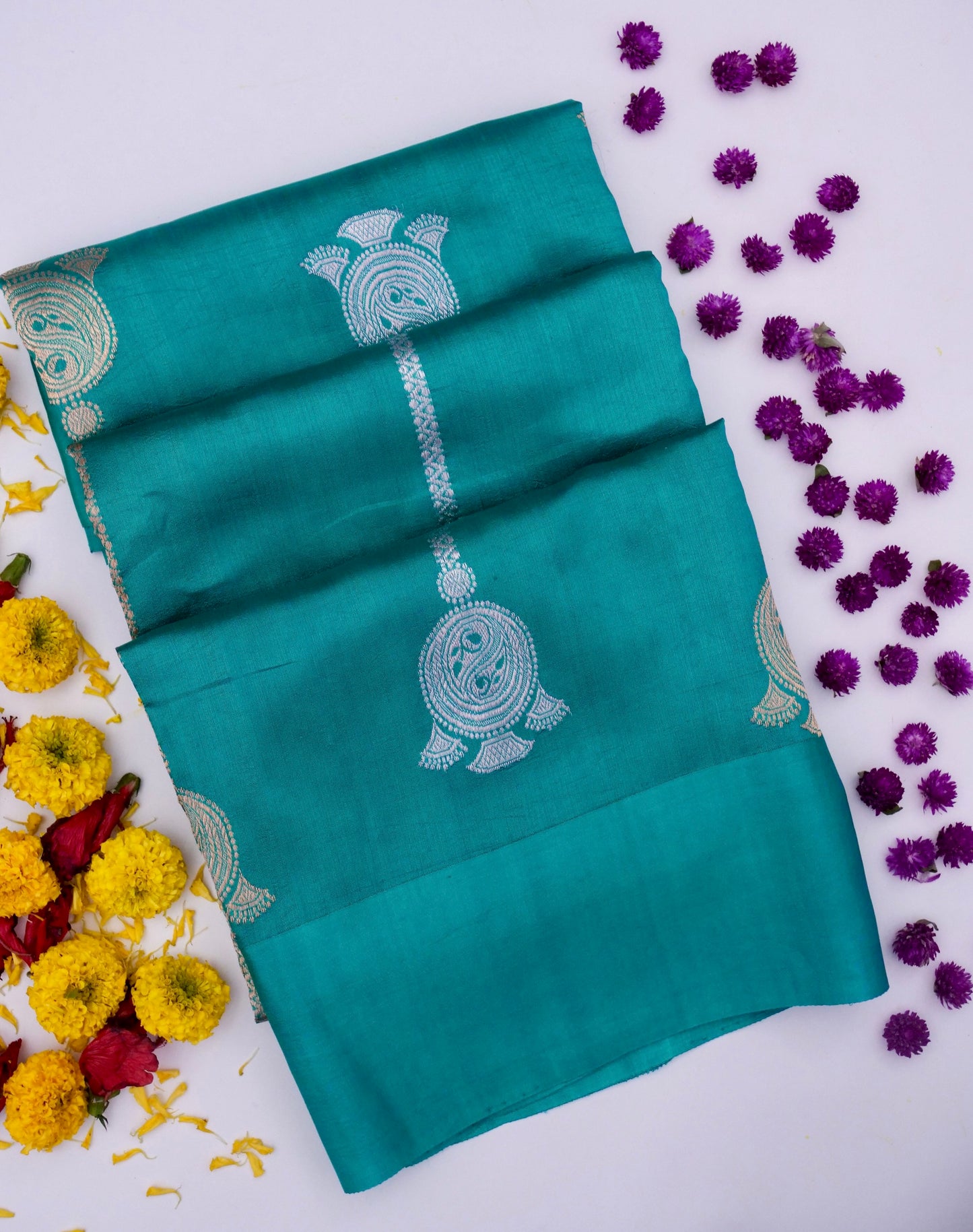 Pure Green Banarasi Mango Katan Silk Saree with Kadhwa Buti By Kalakari