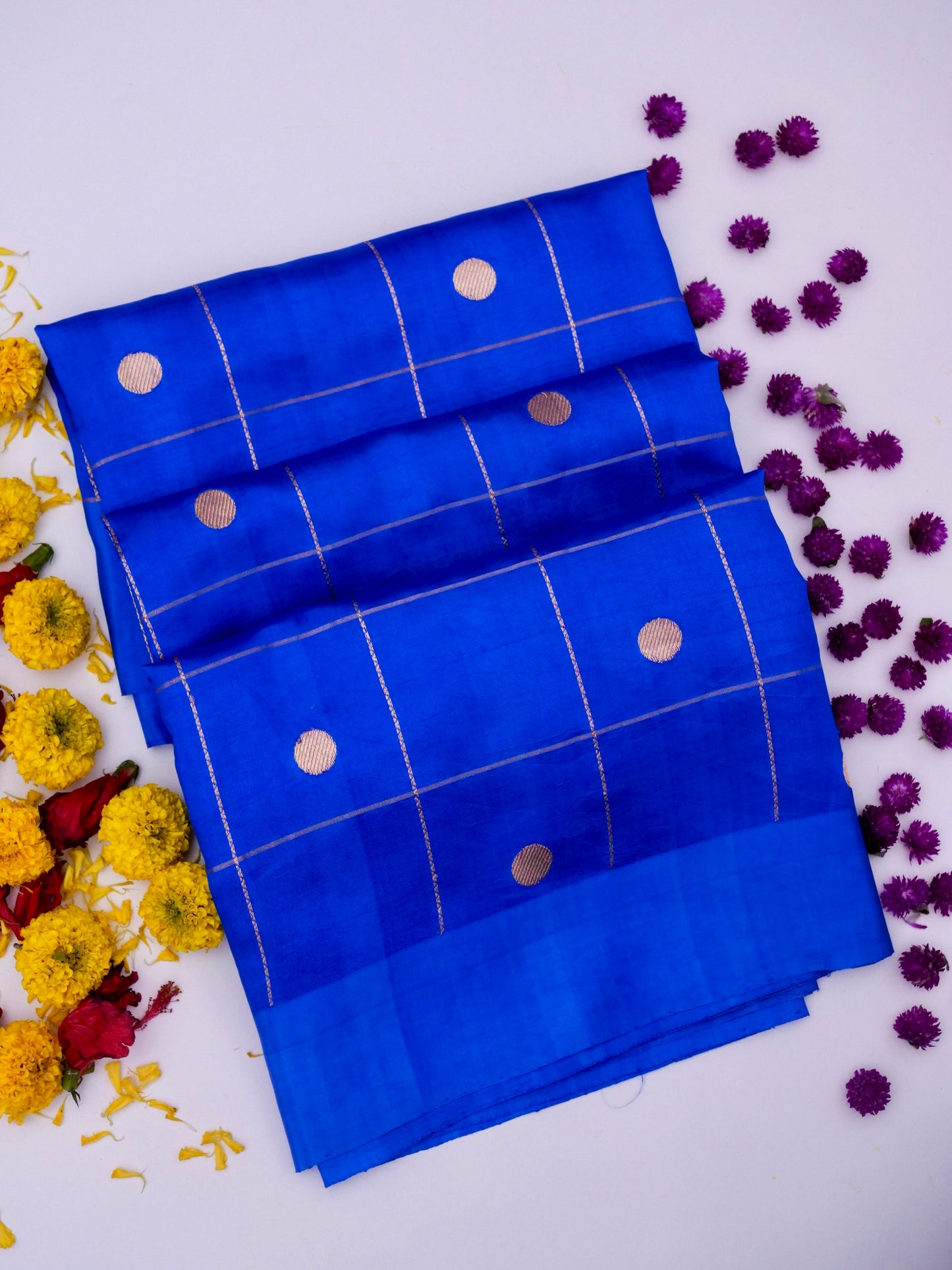 Pure Blue Banarasi Mango Katan Silk Saree with Full Kadhwa Buti By Kalakari