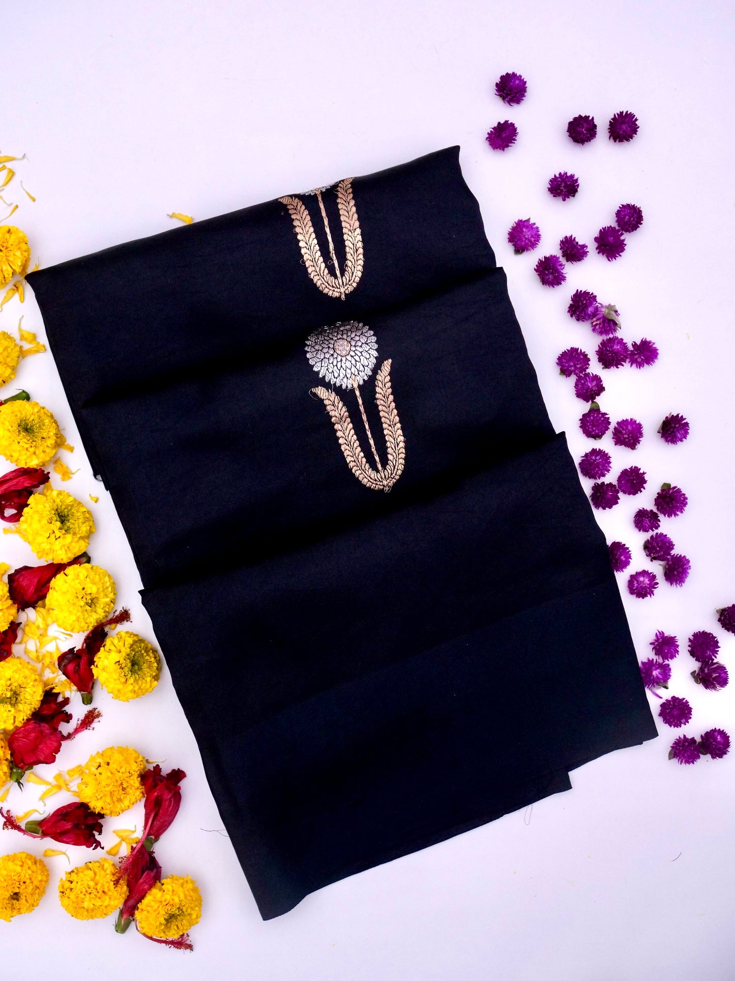 Pure Navy Blue Banarasi Mango Katan Silk Saree in Kadhwa Buti By Kalakari