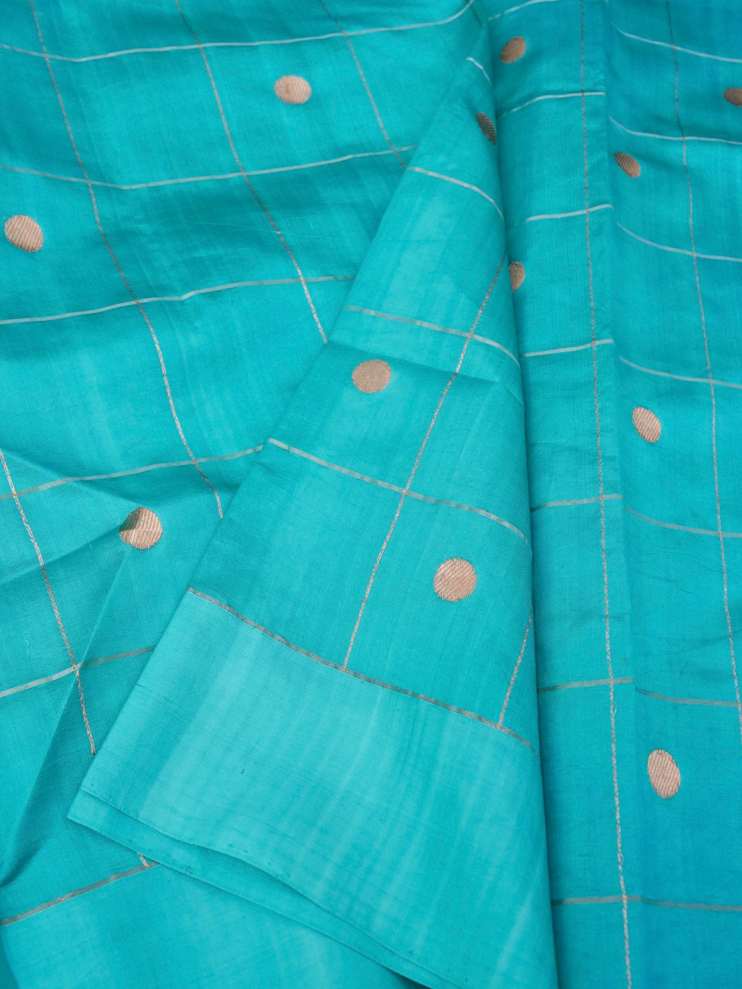 Pure Sky Blue Banarasi Mango Katan Silk Saree with Kadhwa Buti