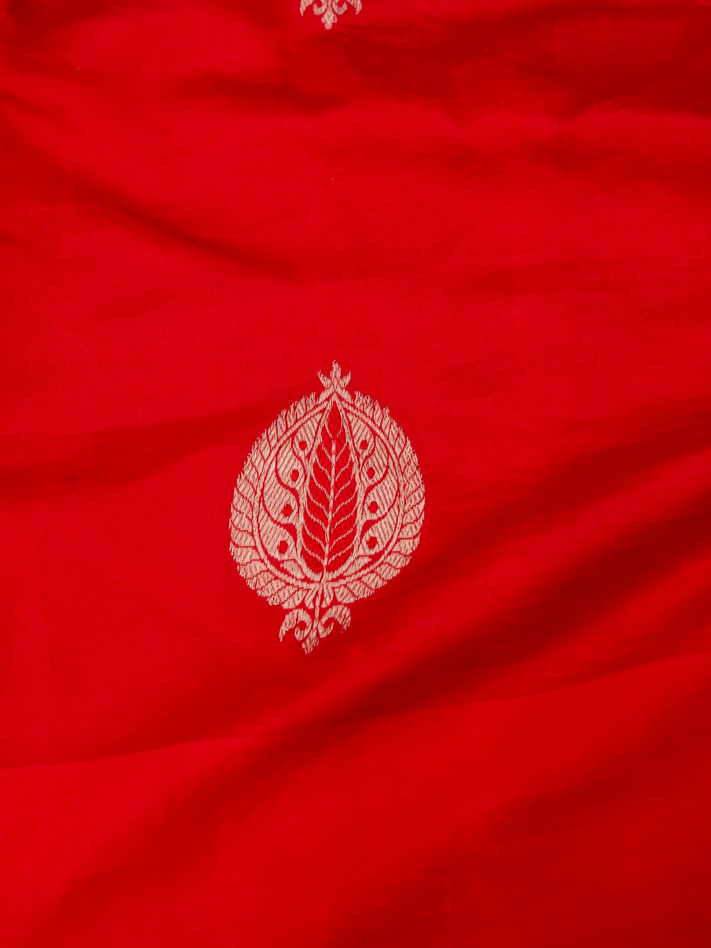 Pure Red Banarasi R Mango Katan Silk Saree