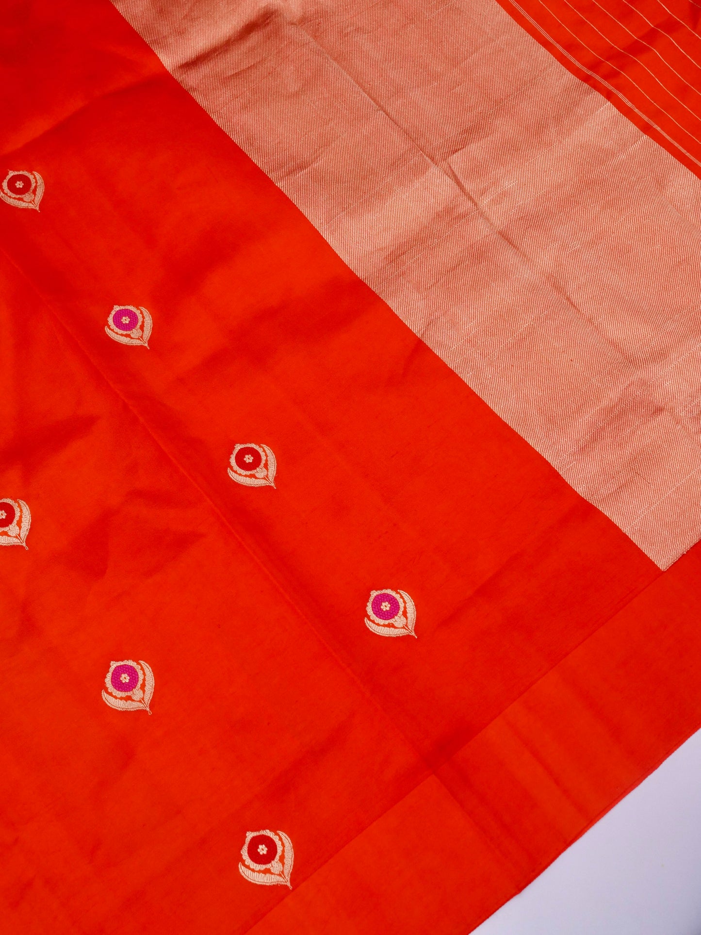 Pure Red Banarasi R Mango Katan Silk Saree
