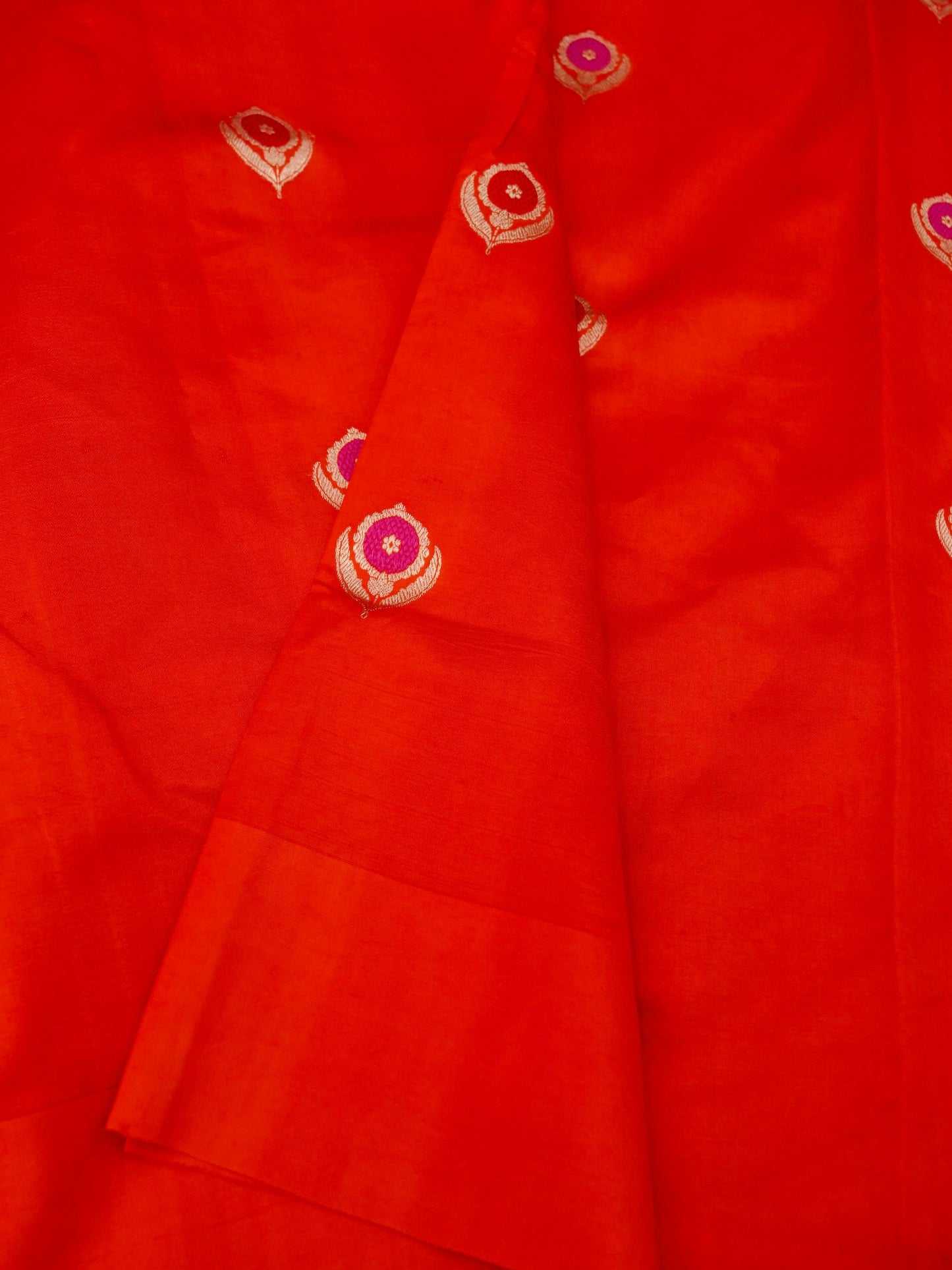 Pure Red Banarasi R Mango Katan Silk Saree