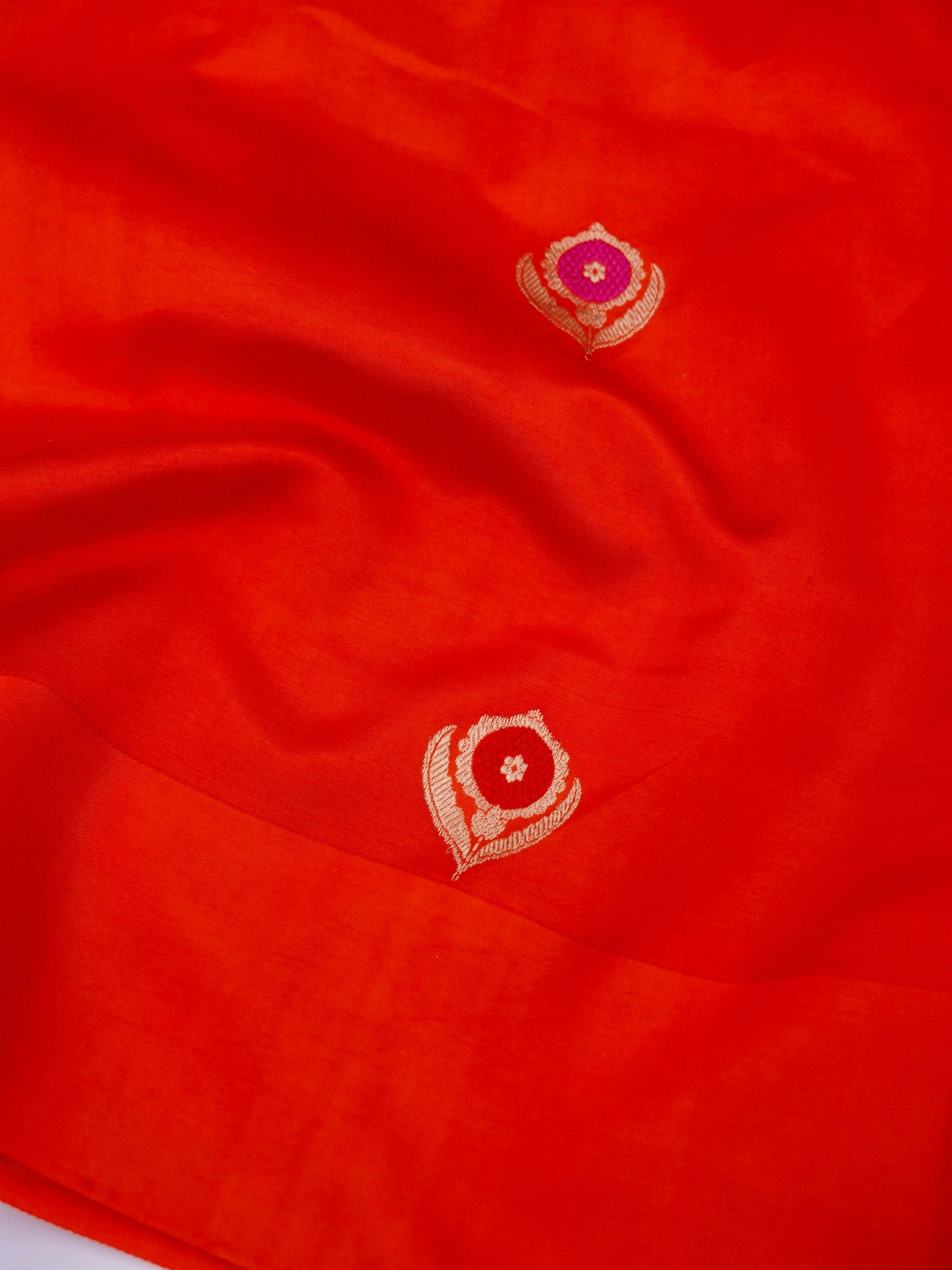 Pure Red Banarasi R Mango Katan Silk Saree