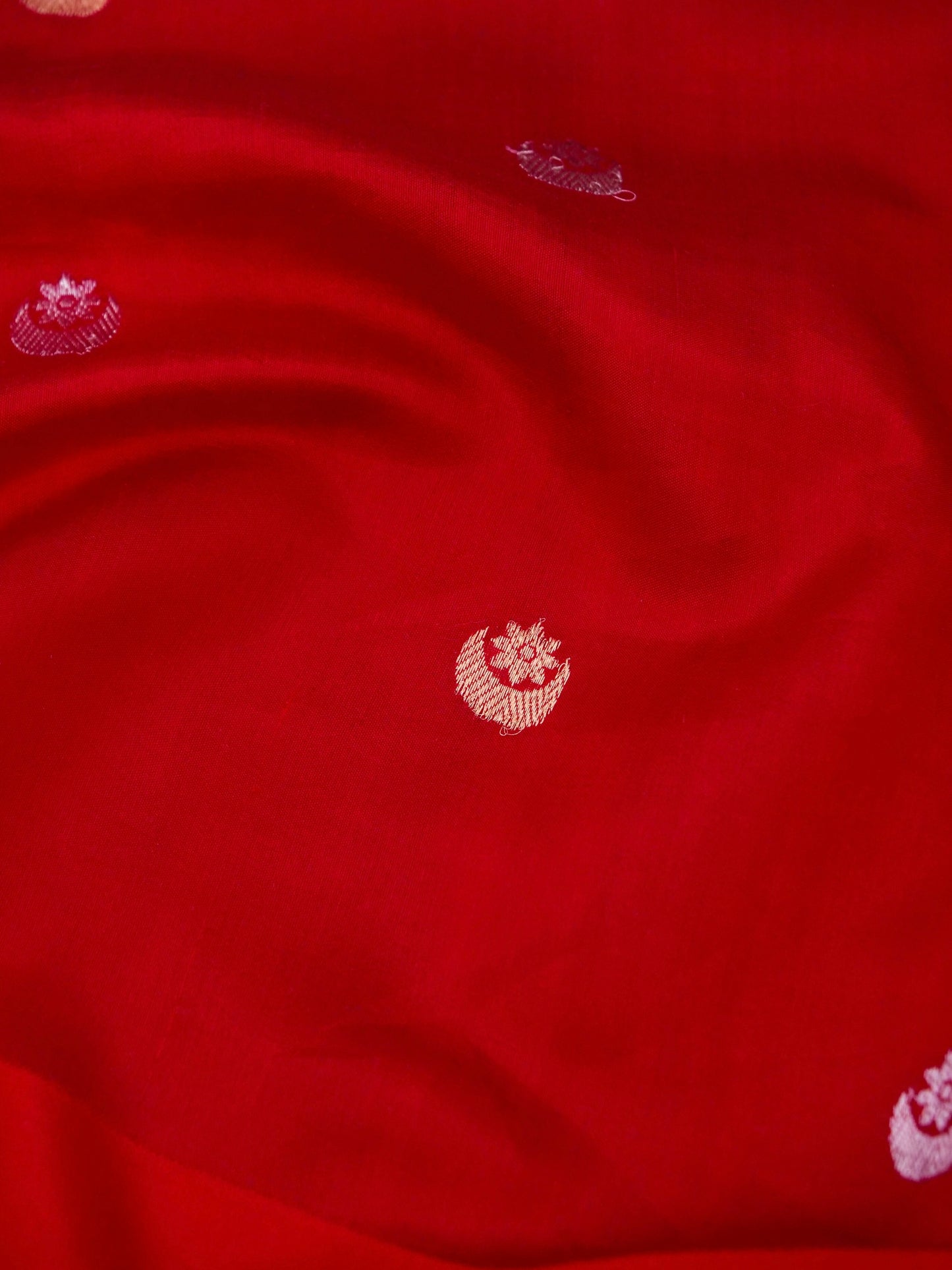 Pure Red Banarasi Katan Silk Saree with Kadhwa Buti Work
