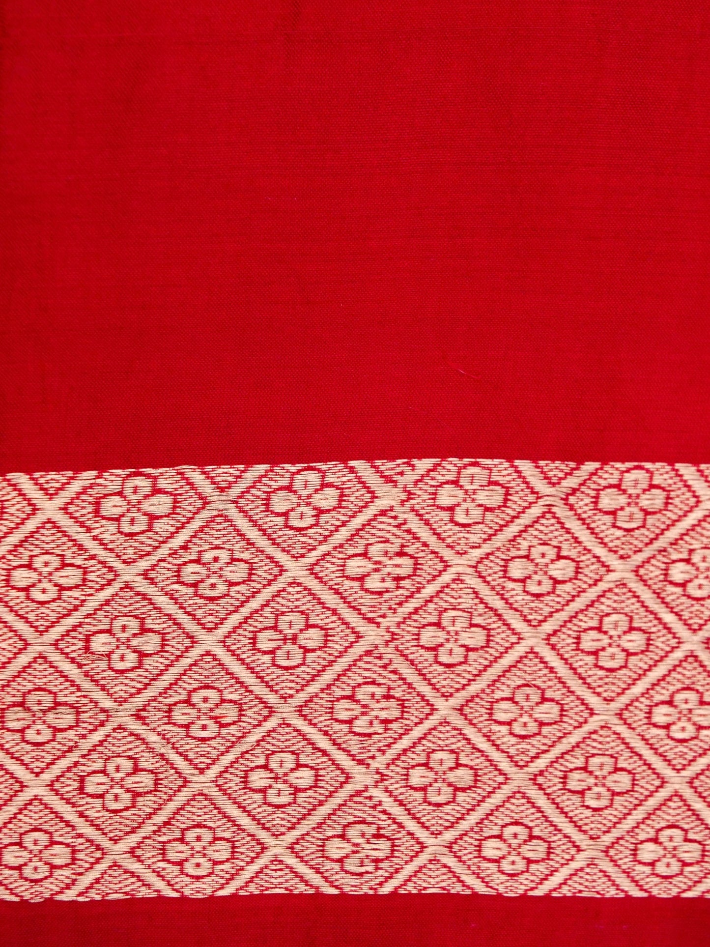Pure Red Banarasi Katan Silk Saree with Kadhwa Buti Work