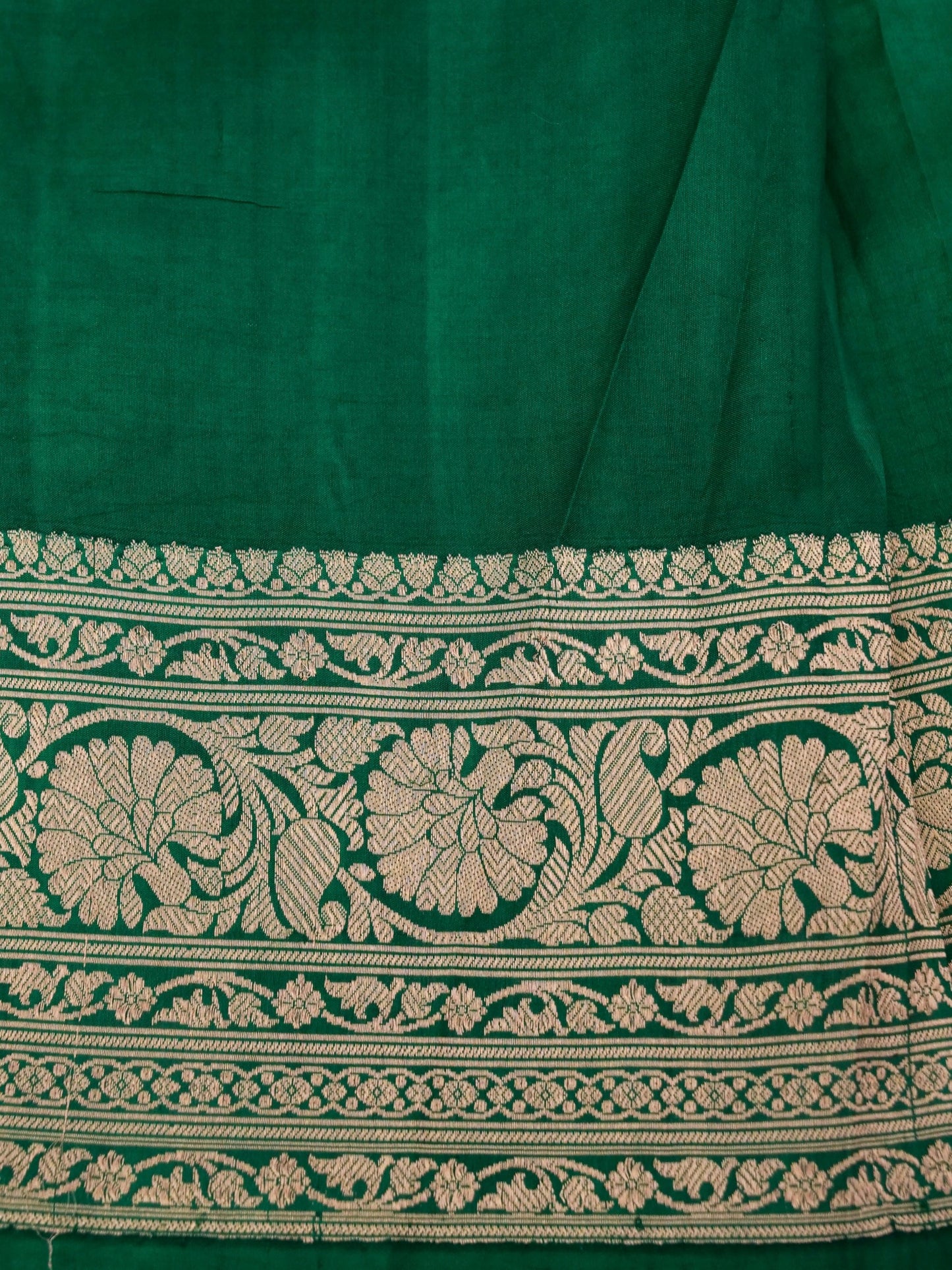 Pure Green Banarasi Mango Katan Silk Saree with Full Kadhwa Buti