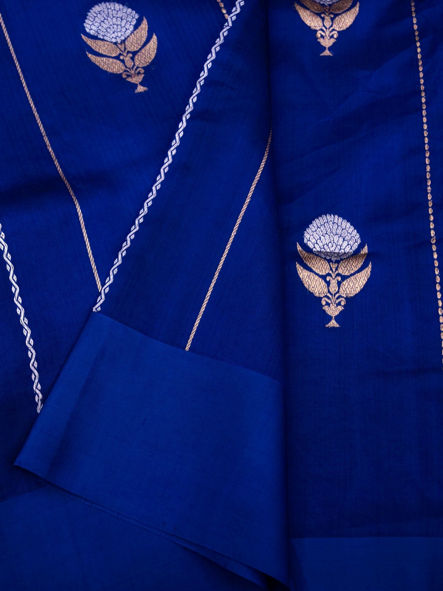 Pure Blue Banarasi Mango Katan Silk Saree with Kadhwa Buti