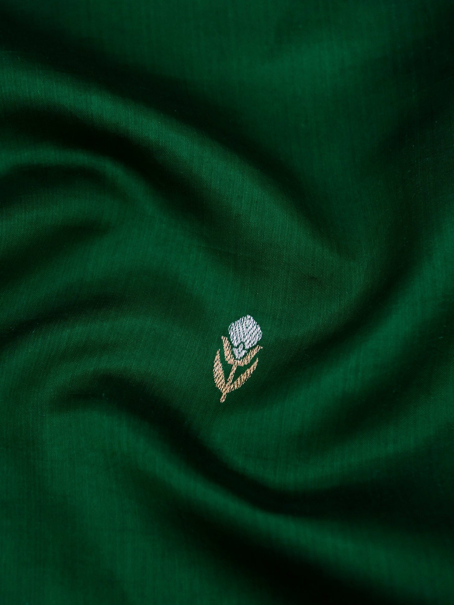 Pure Green Banarasi Mango Katan Silk Saree with Kadhwa Buti