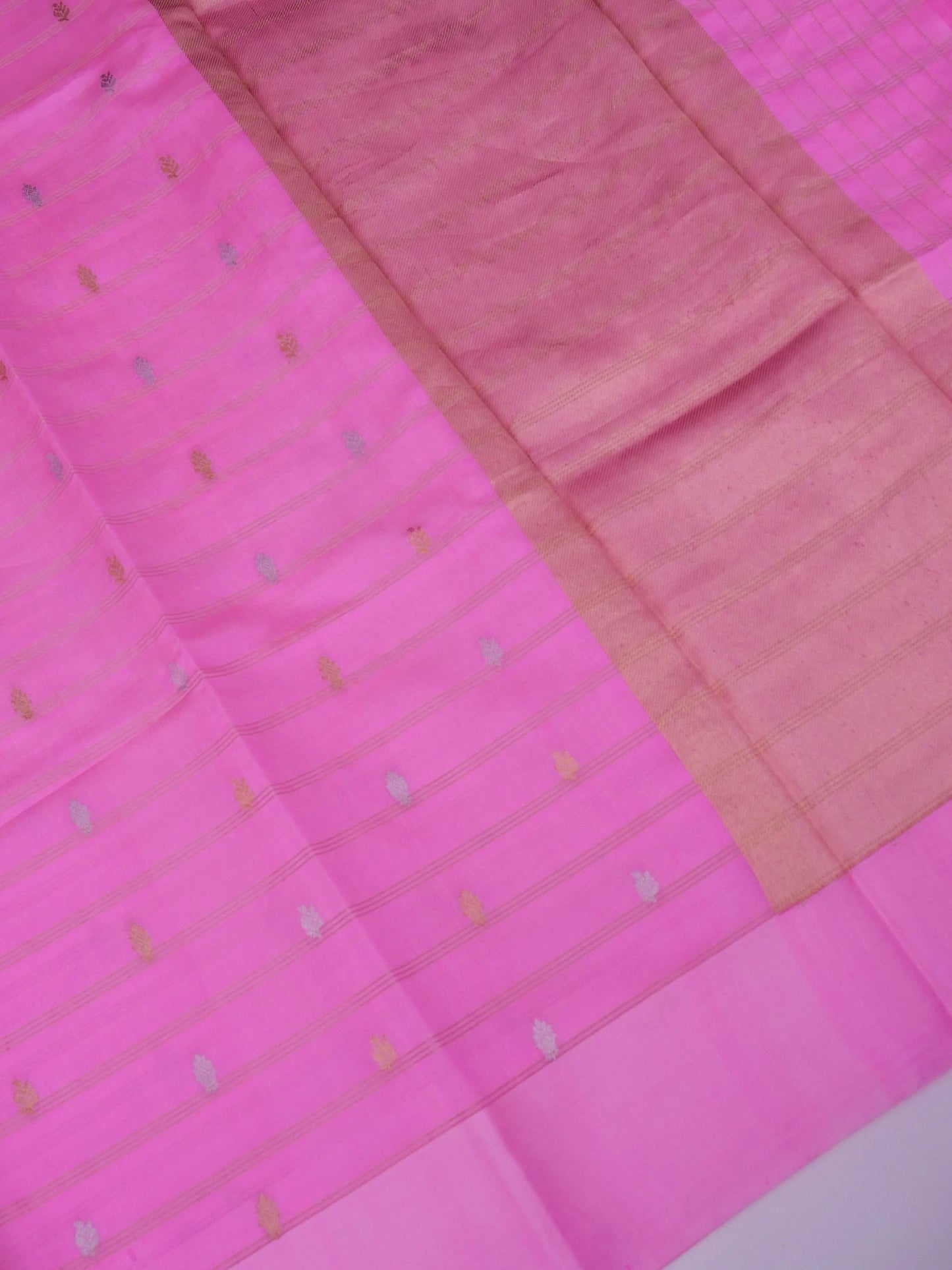 Pure Pink Banarasi Mango Katan Silk Saree with Kadhwa Buti Work