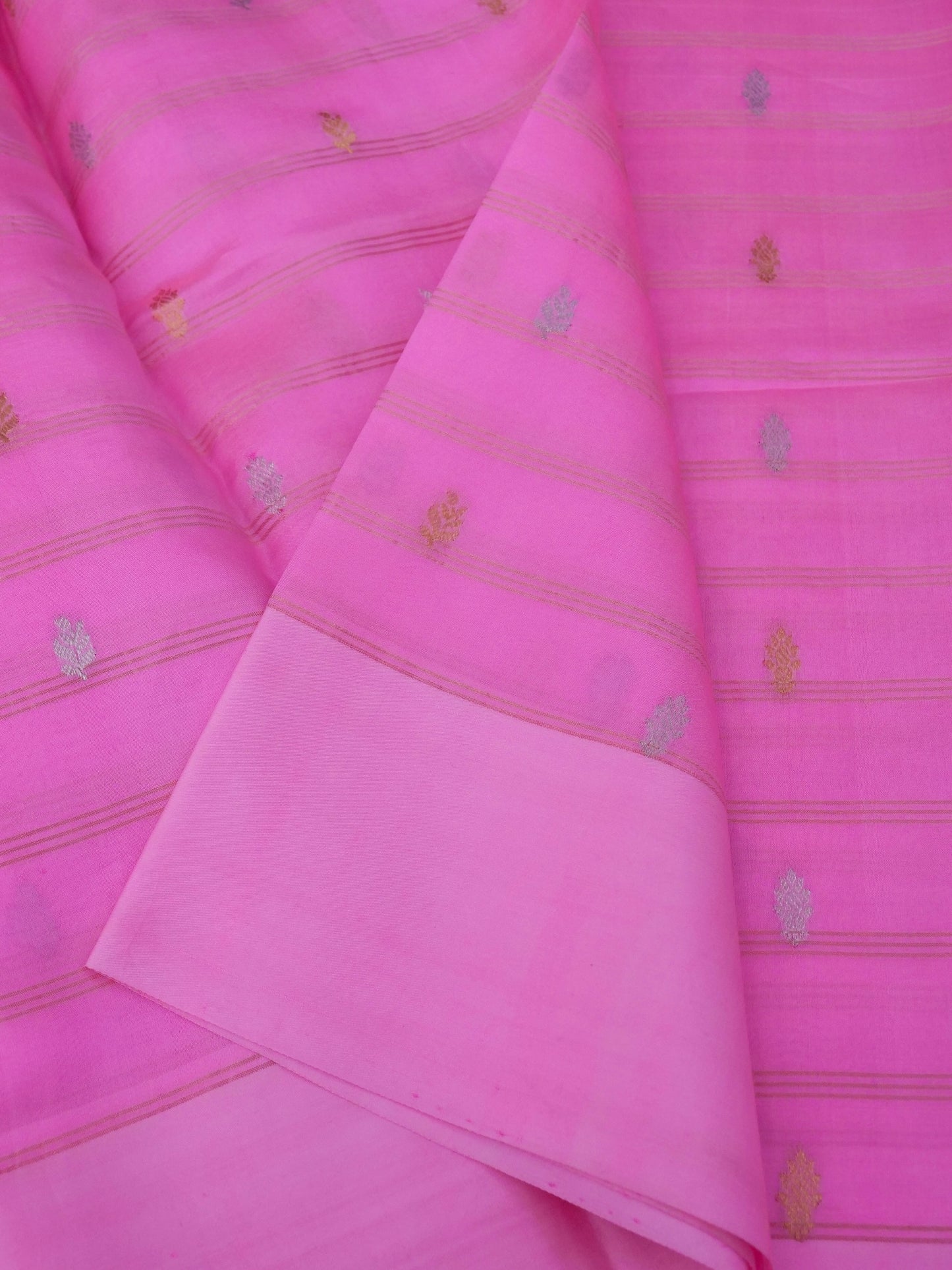Pure Pink Banarasi Mango Katan Silk Saree with Kadhwa Buti Work