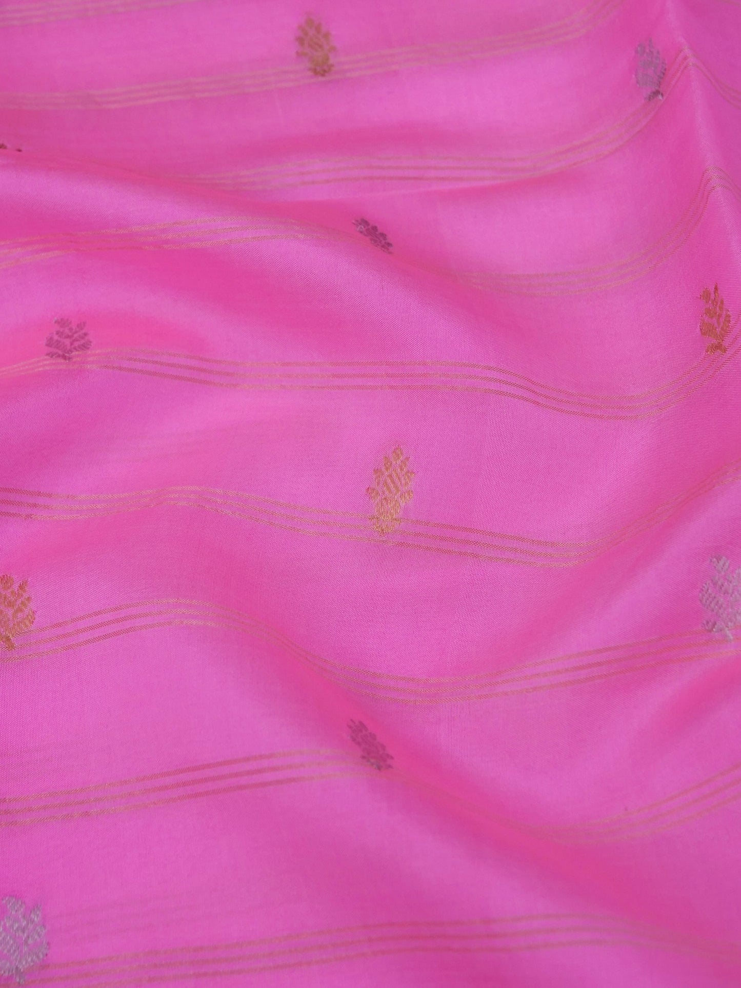 Pure Pink Banarasi Mango Katan Silk Saree with Kadhwa Buti Work