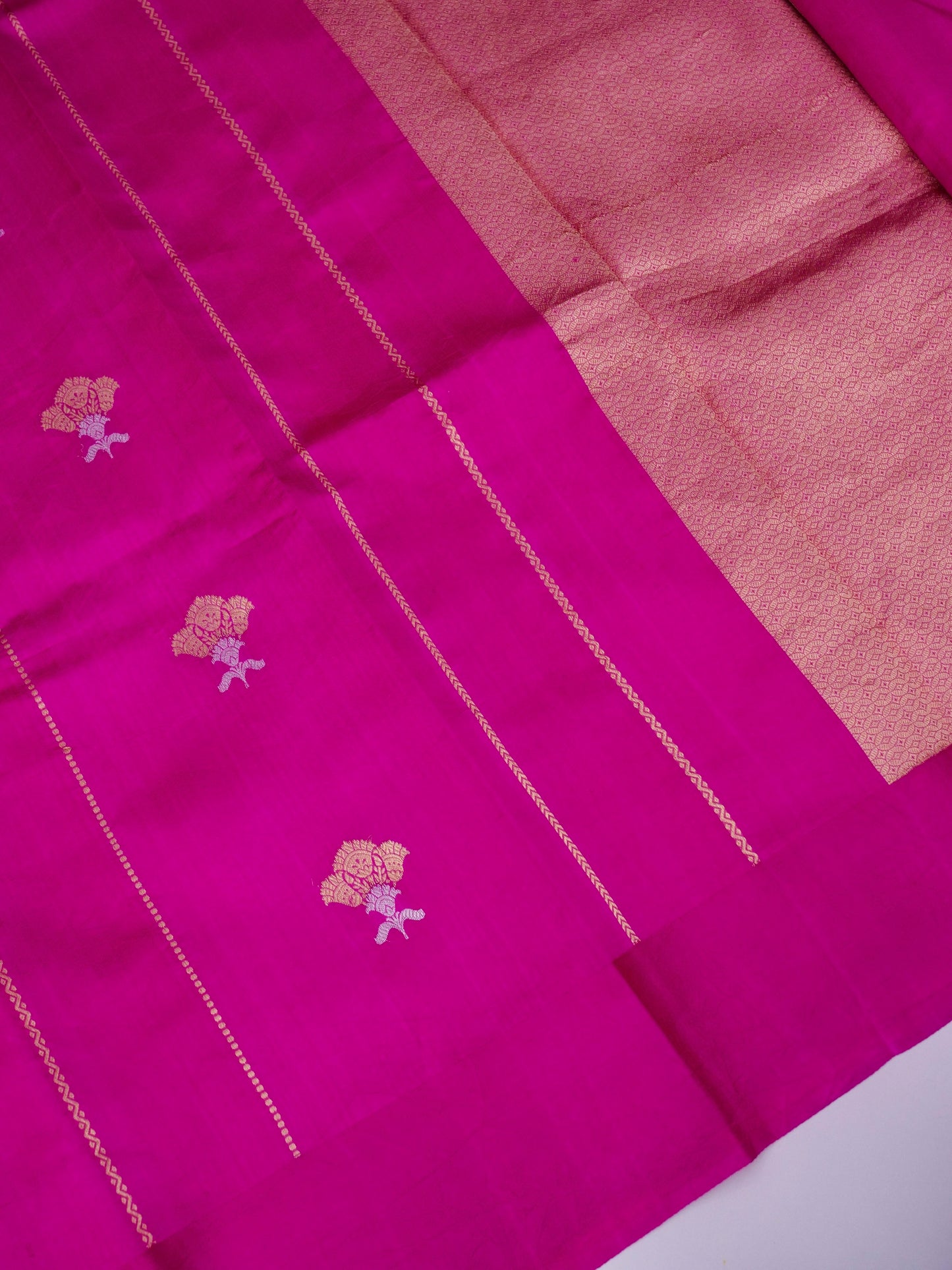 Pure Pink Banarasi Mango Katan Silk Saree with Kadhwa Buti Work