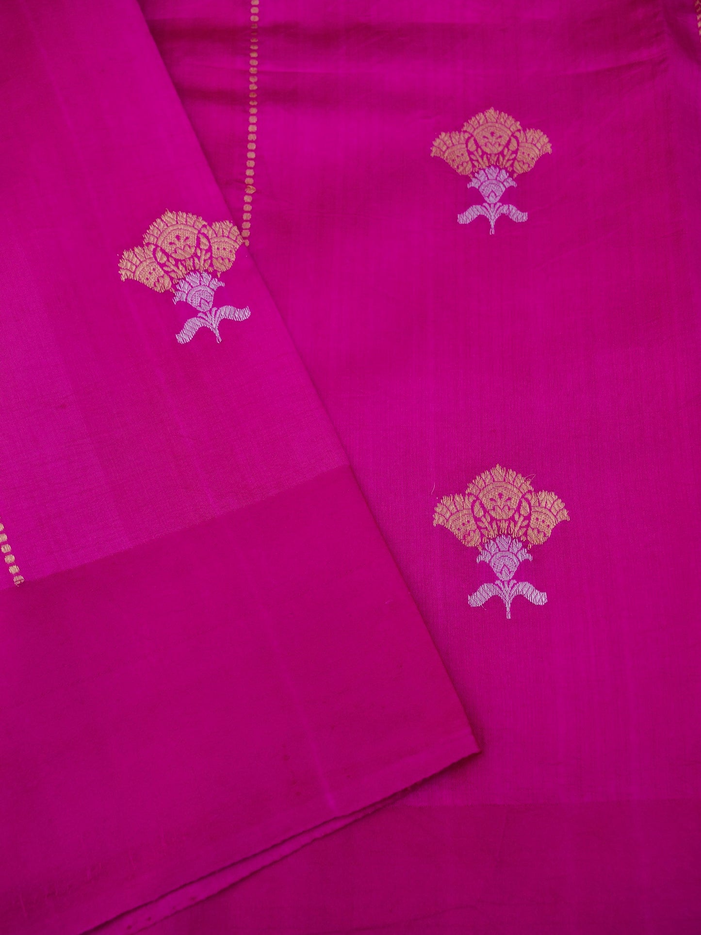 Pure Pink Banarasi Mango Katan Silk Saree with Kadhwa Buti Work