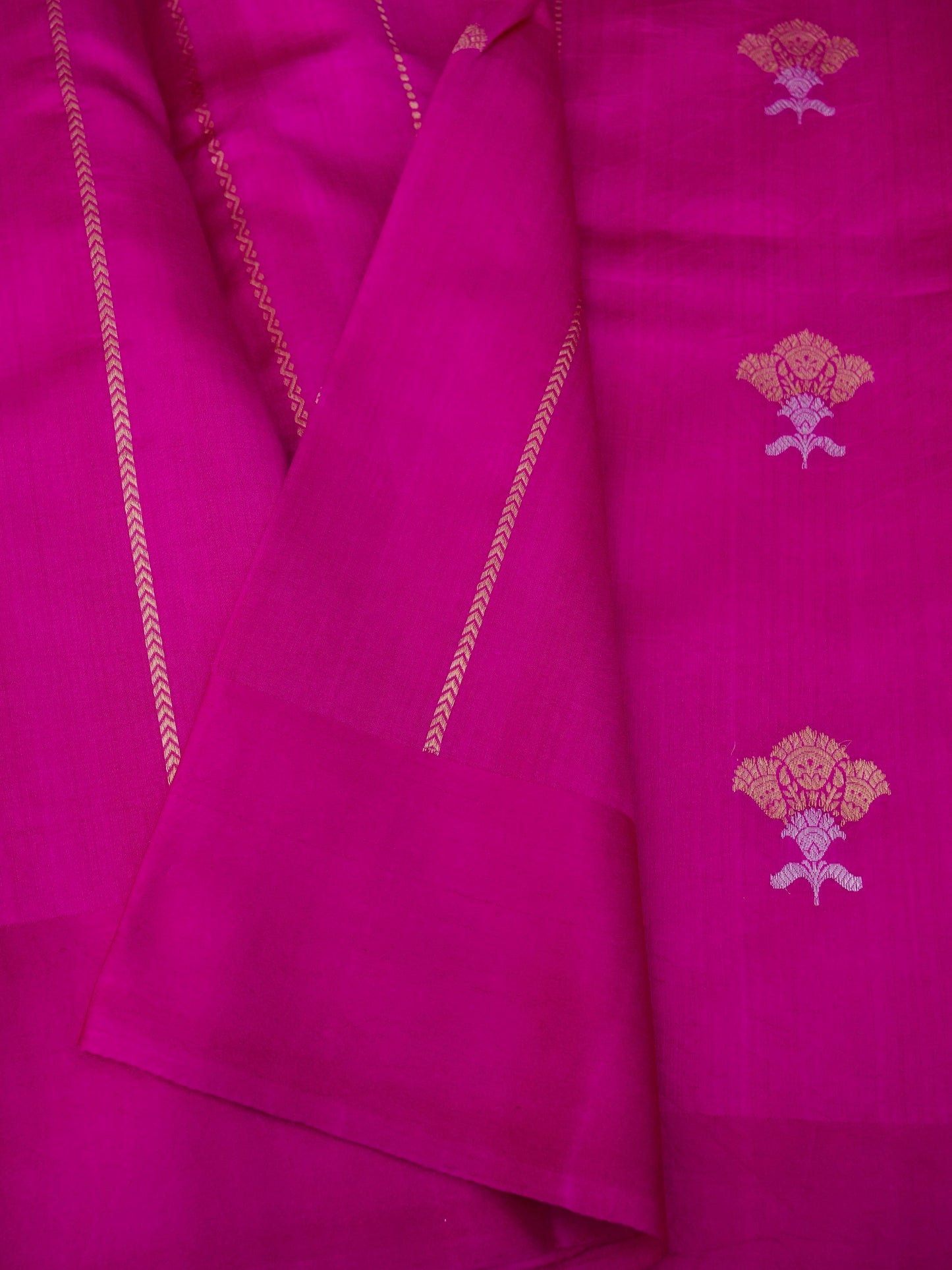 Pure Pink Banarasi Mango Katan Silk Saree with Kadhwa Buti Work