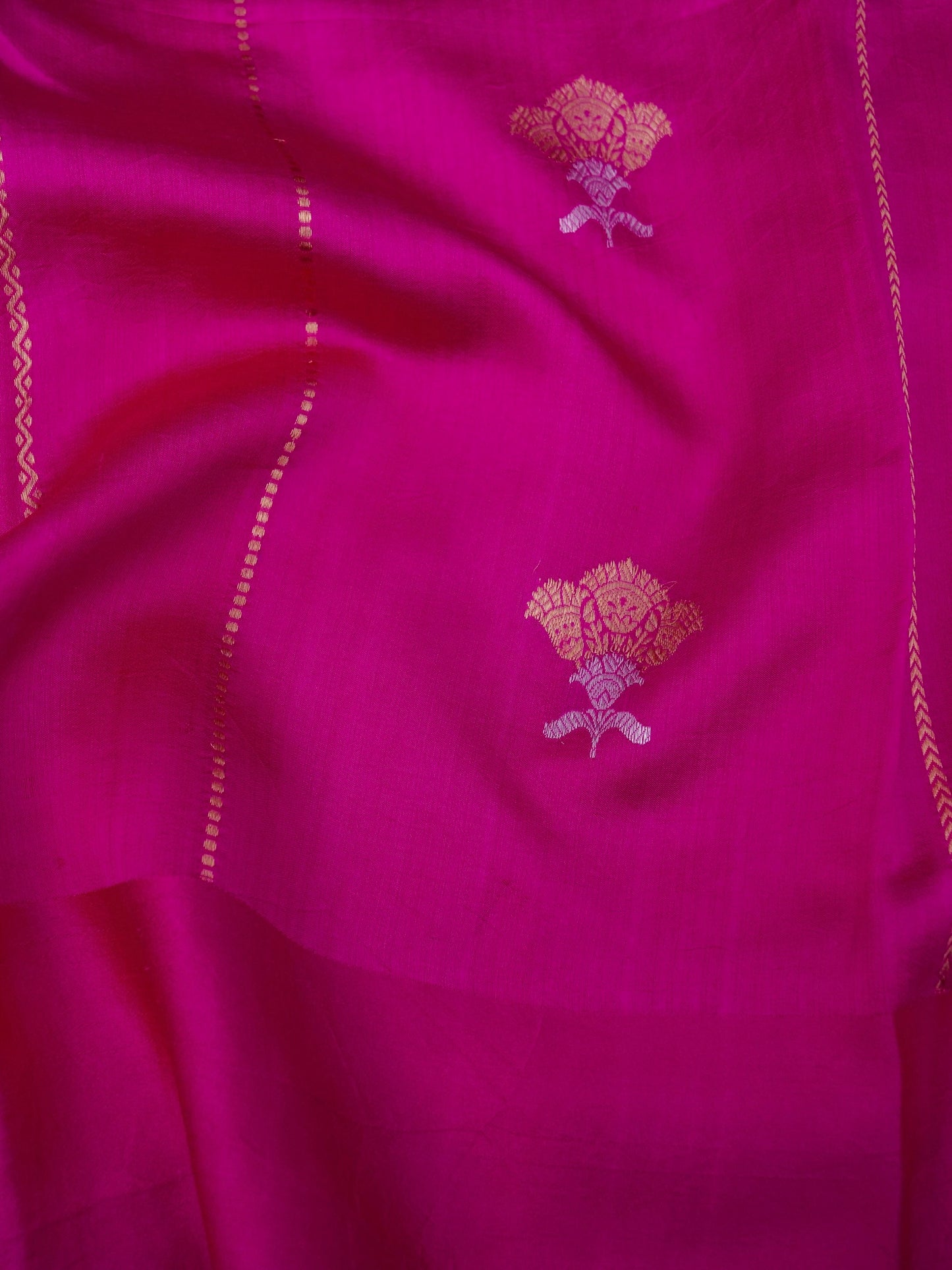 Pure Pink Banarasi Mango Katan Silk Saree with Kadhwa Buti Work
