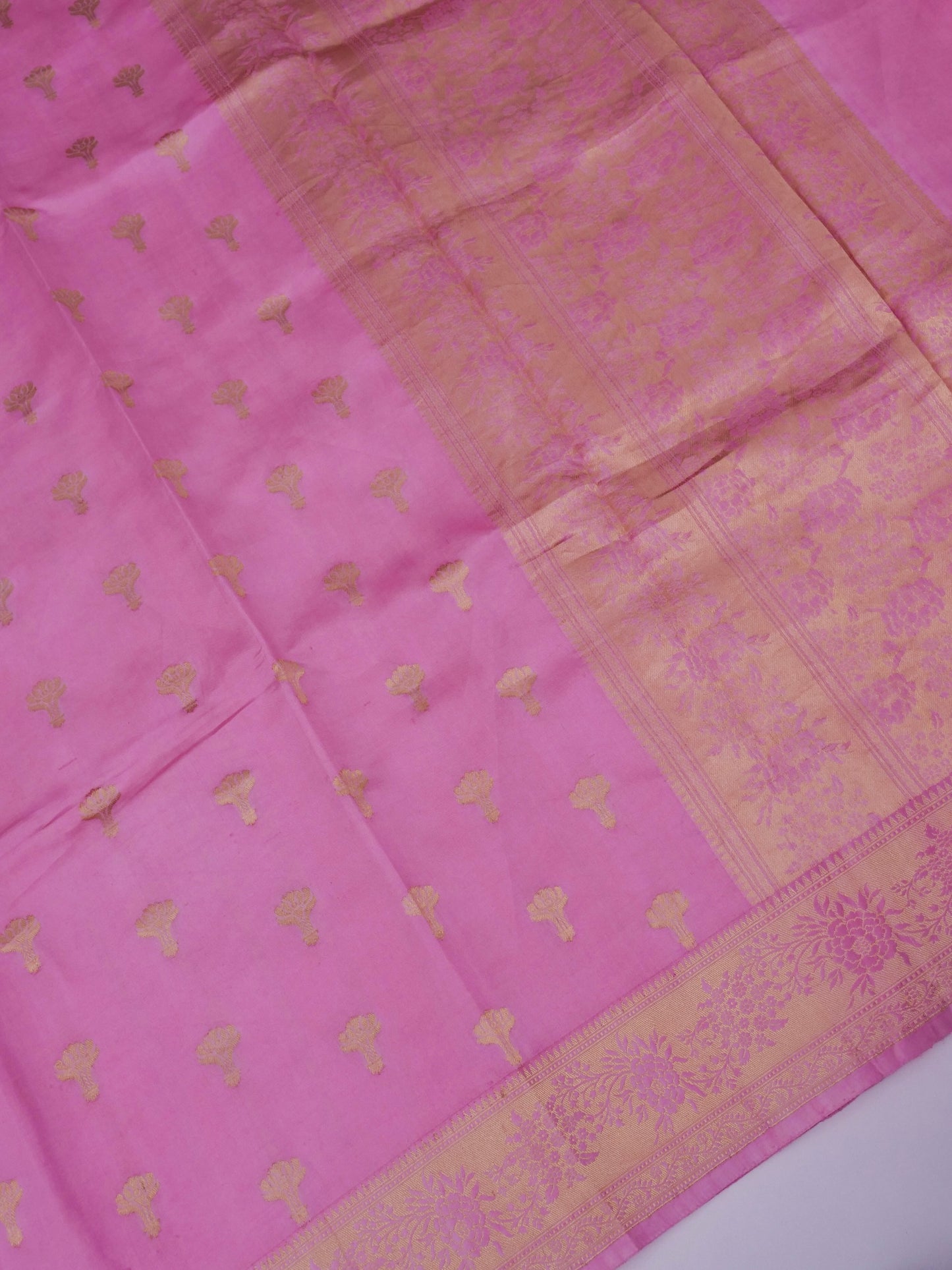 Pure Pink Banarasi R Mango Katan Silk Saree with Kadhwa Buti Work