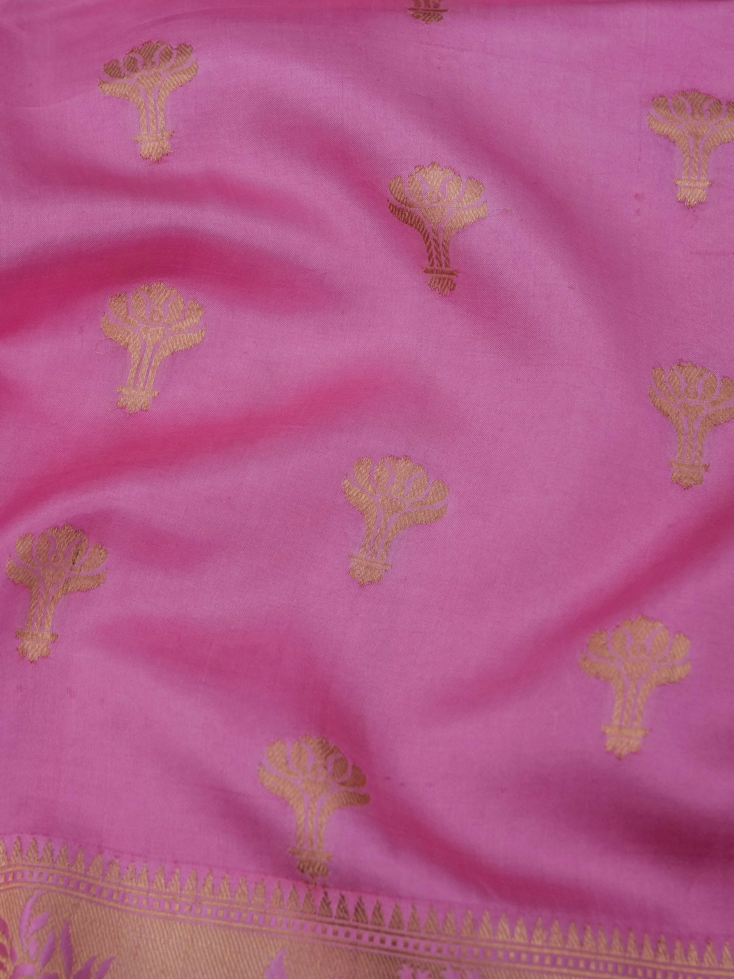 Pure Pink Banarasi R Mango Katan Silk Saree with Kadhwa Buti Work