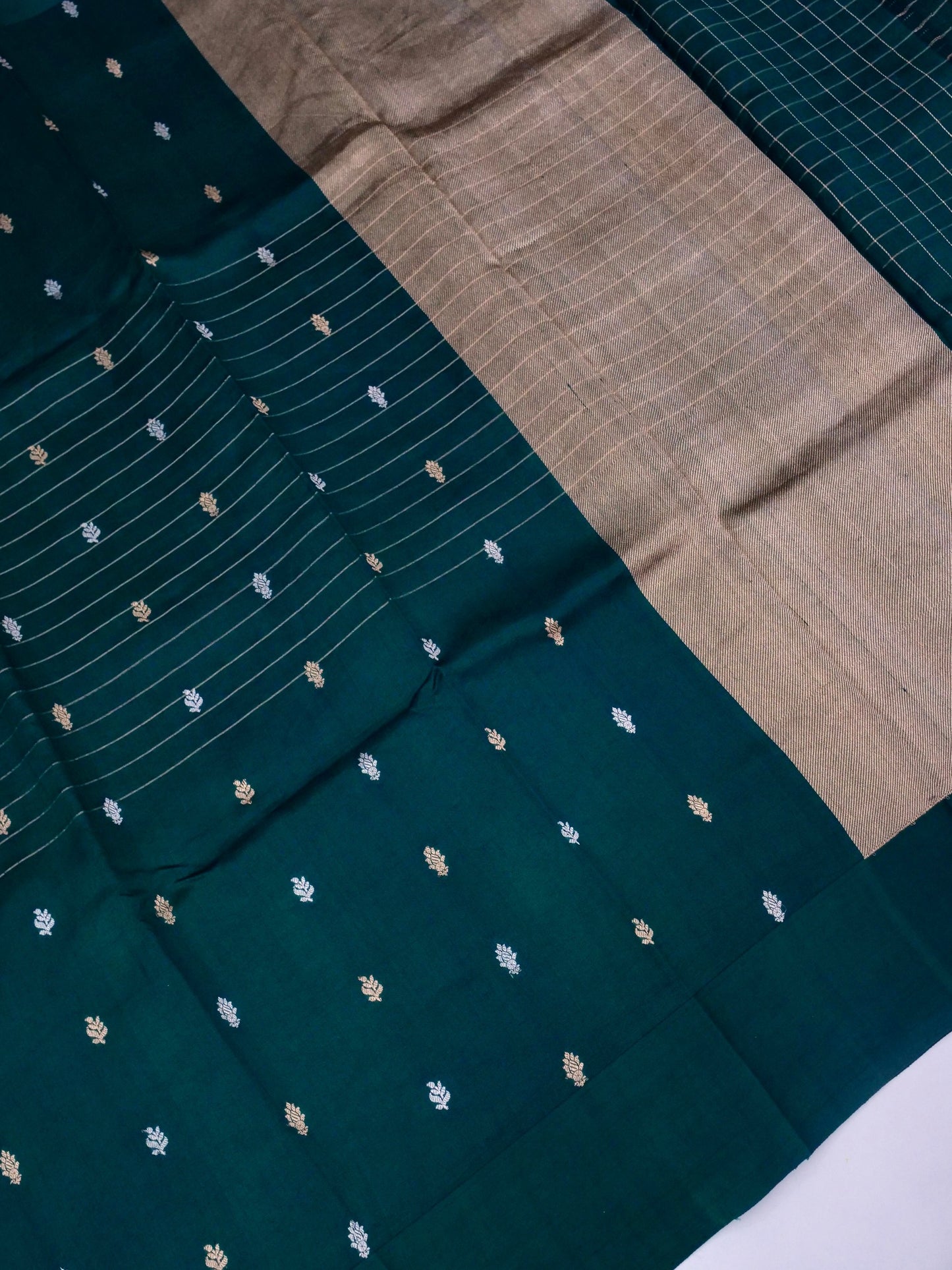 Pure Banarasi Mango Katan Silk Saree with Full Kadhwa Buti