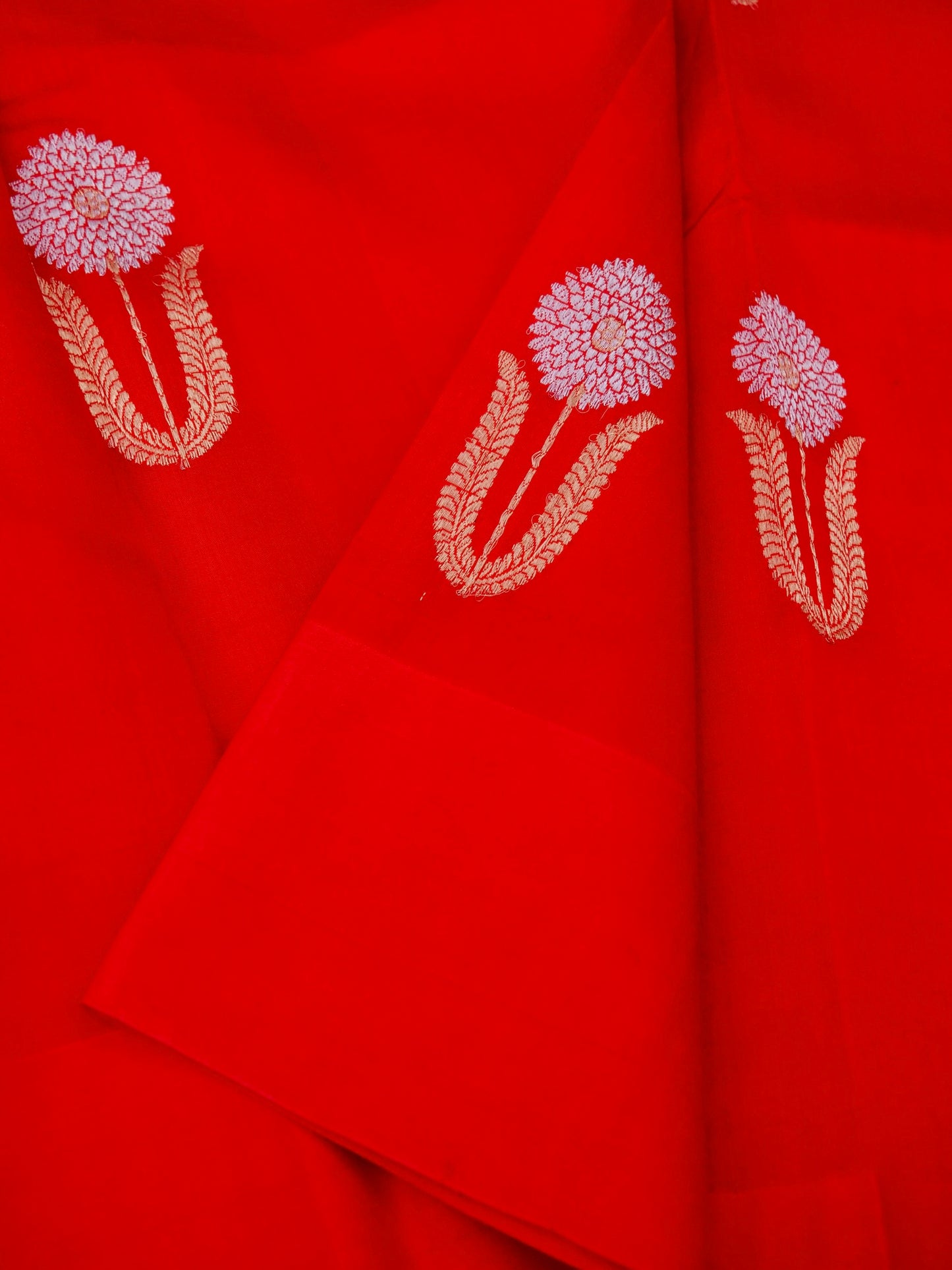 Pure Red Banarasi R Mango Katan Silk Saree