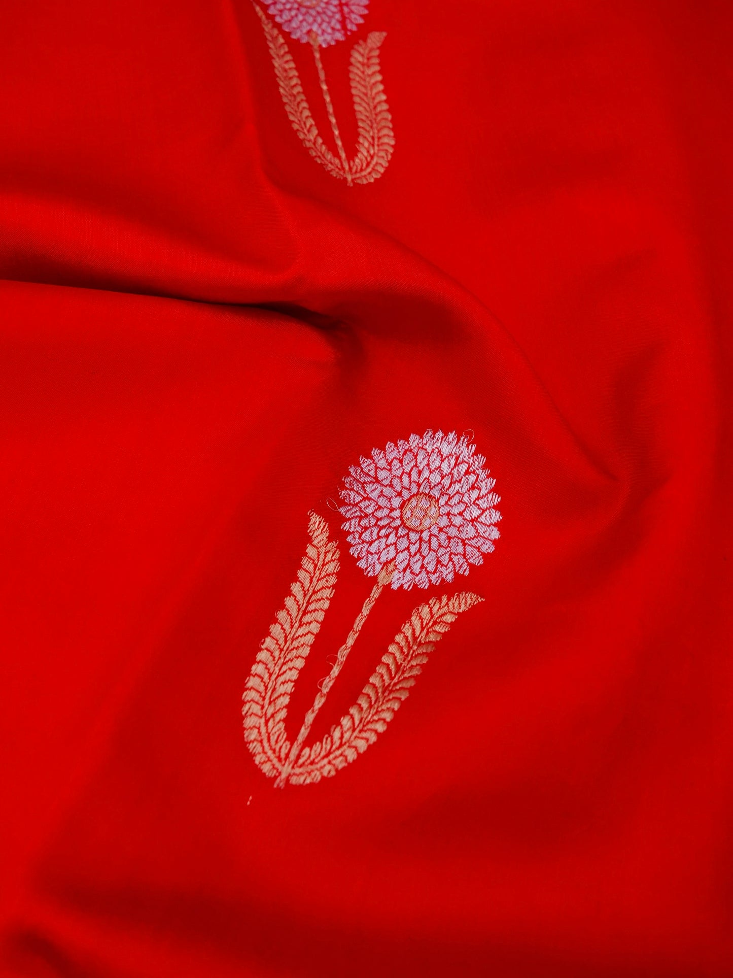 Pure Red Banarasi R Mango Katan Silk Saree