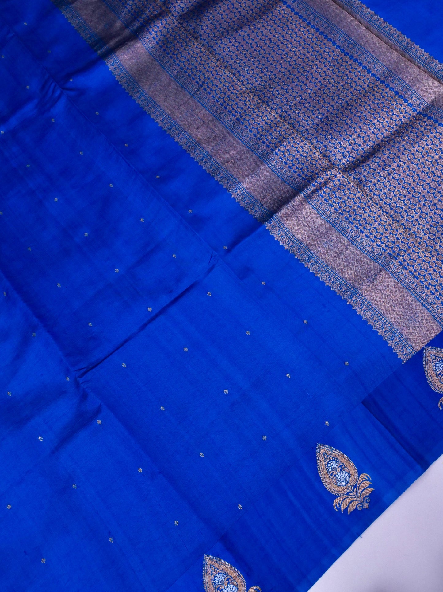 Pure Blue Banarasi Mango Katan Silk Saree with Kadhwa Buti