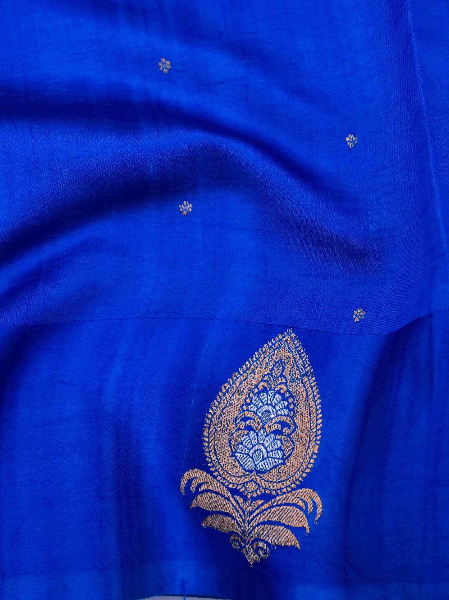 Pure Blue Banarasi Mango Katan Silk Saree with Kadhwa Buti