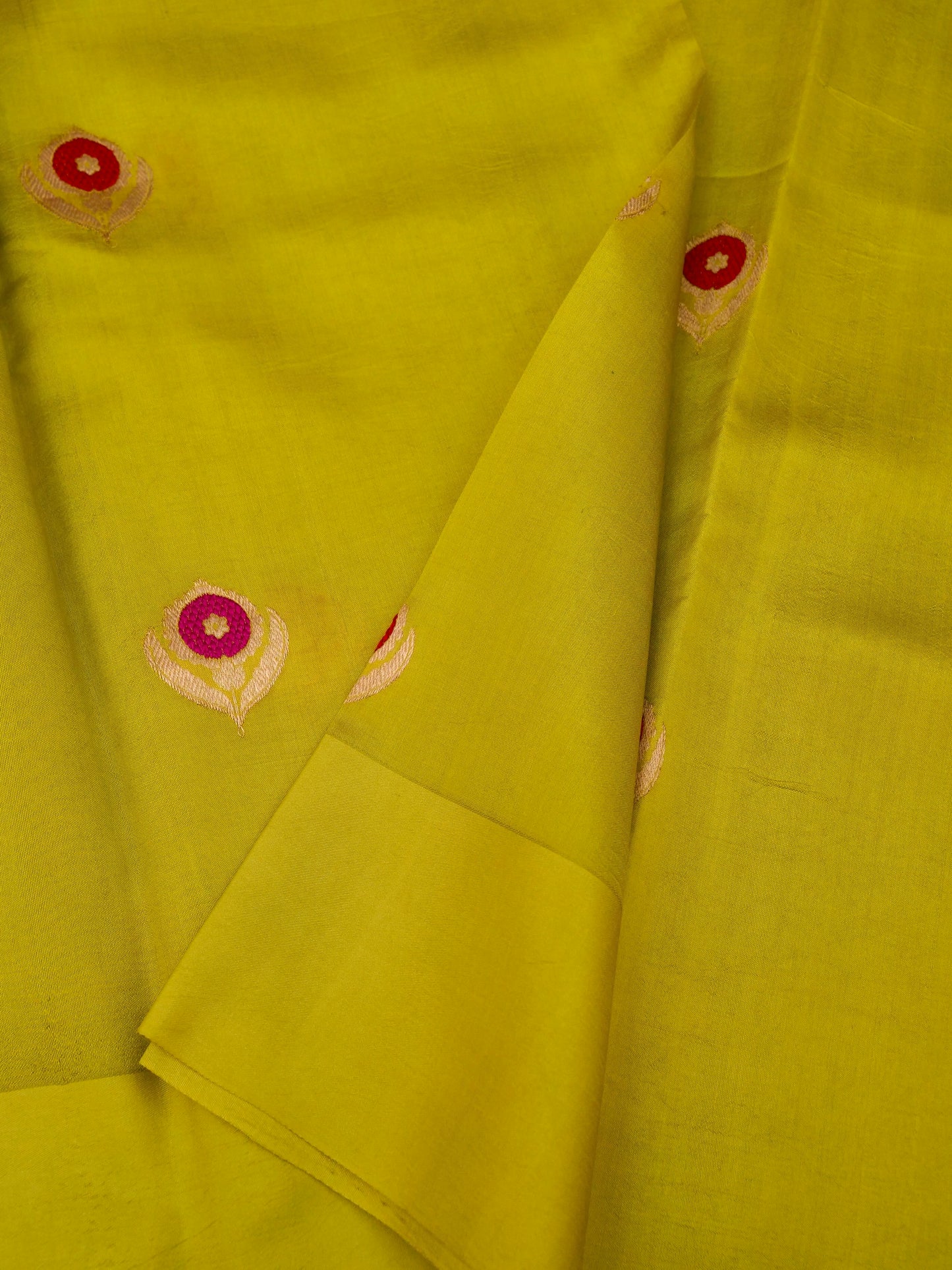 Pure Yellow Banarasi Mango Katan Silk Saree with Kadhwa Buti