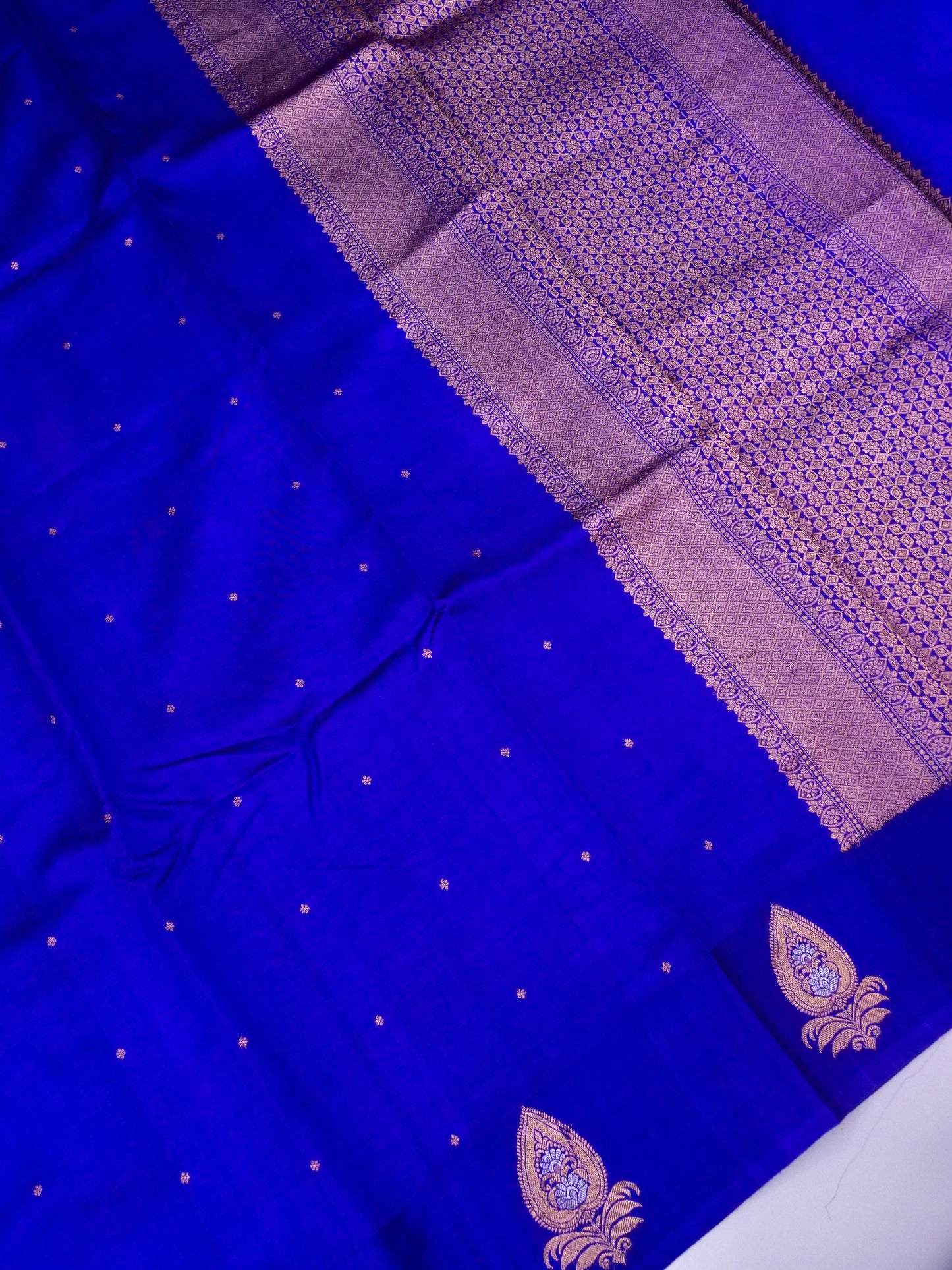 Pure Blue Banarasi Mango Katan Silk Saree with Full Kadhwa Buti