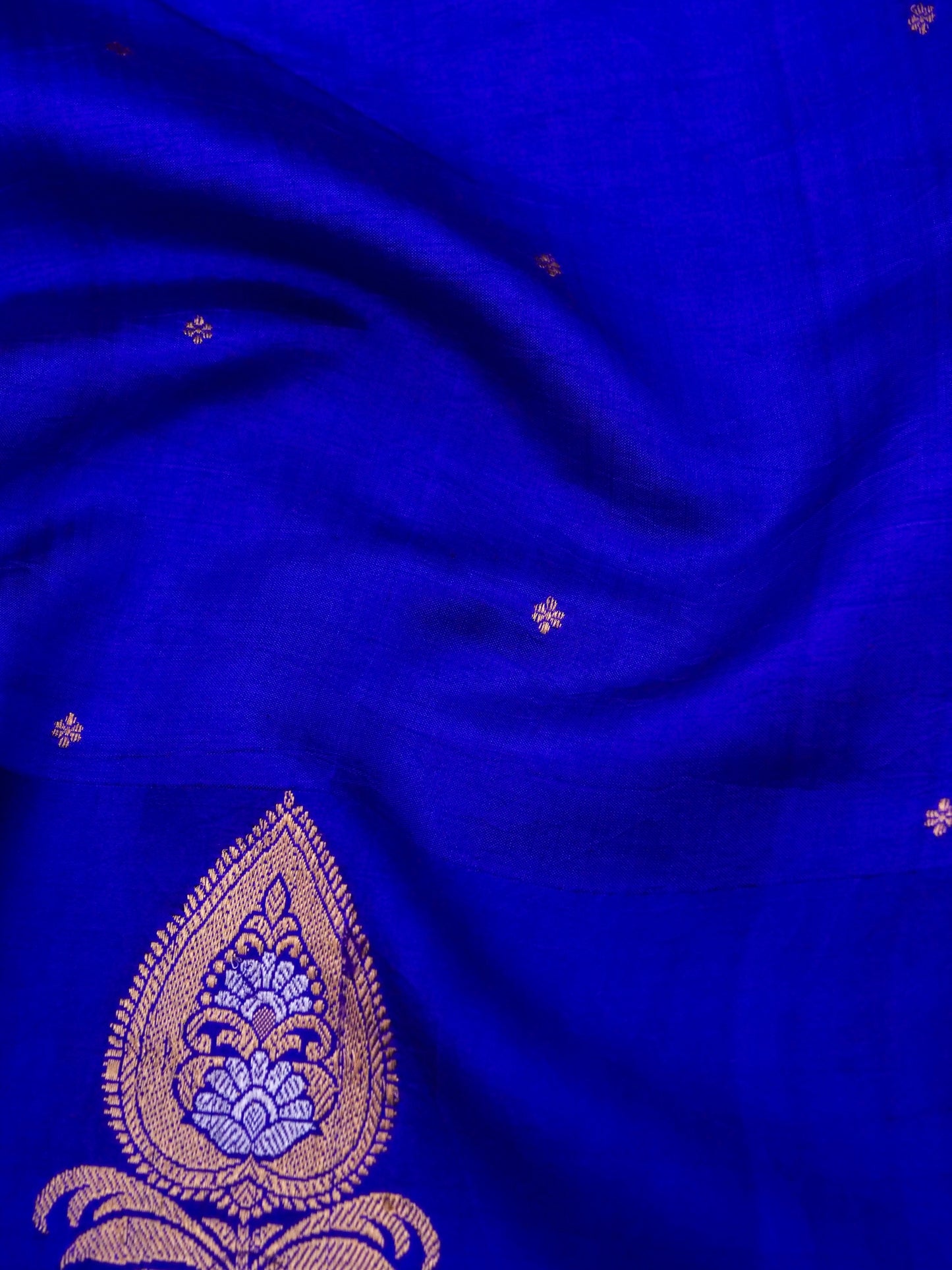 Pure Blue Banarasi Mango Katan Silk Saree with Full Kadhwa Buti