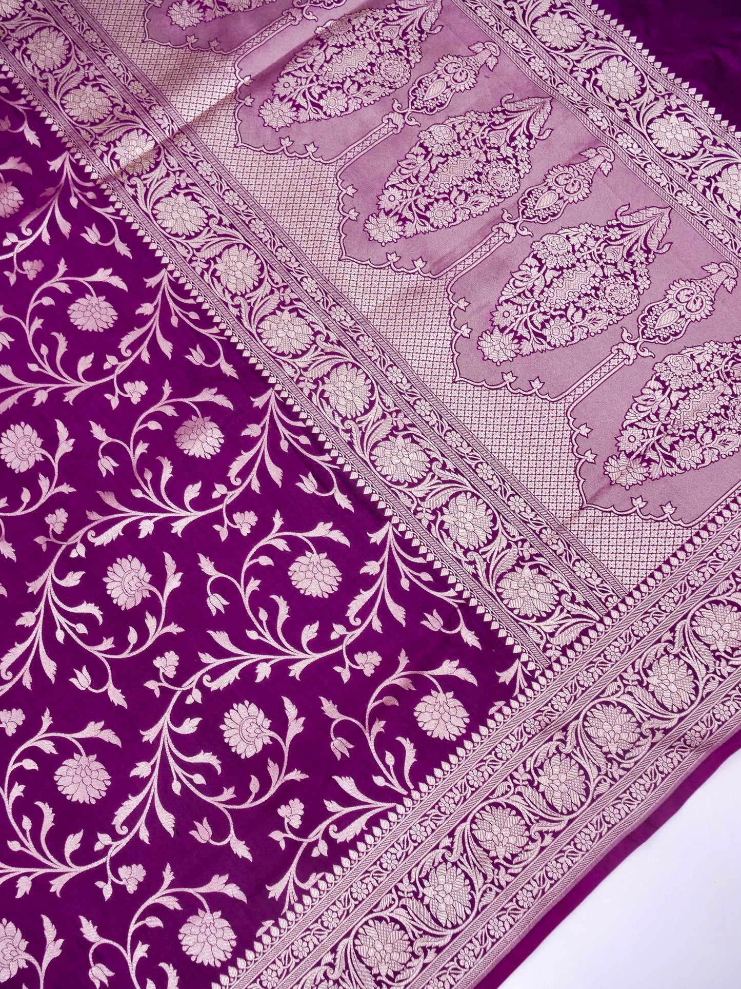 Pure Katan Silk Banarasi Saree with Allover Jaal Weaving
