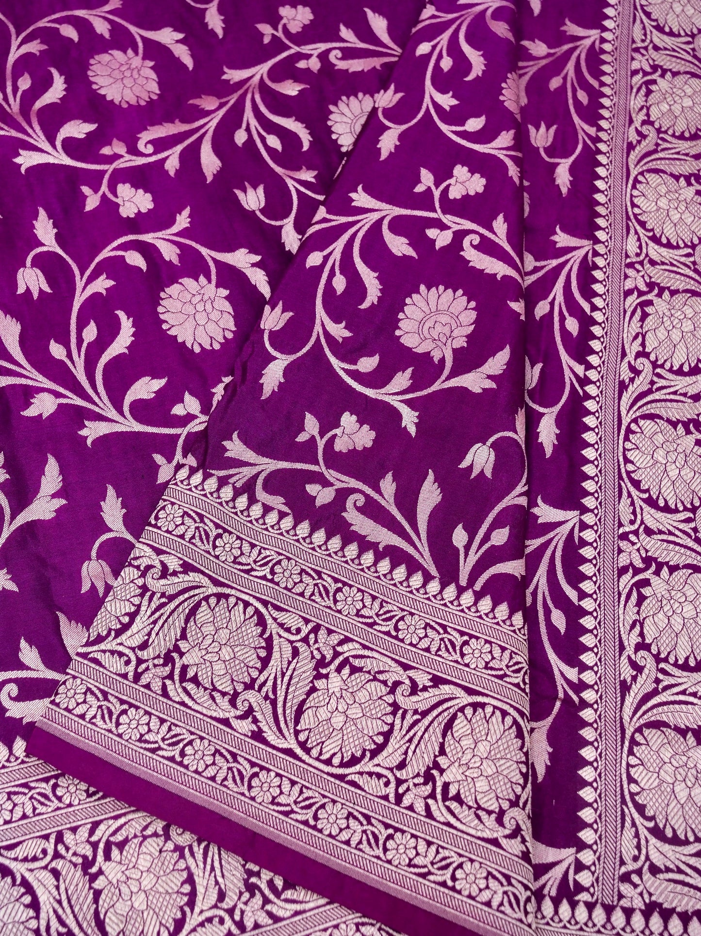 Pure Katan Silk Banarasi Saree with Allover Jaal Weaving