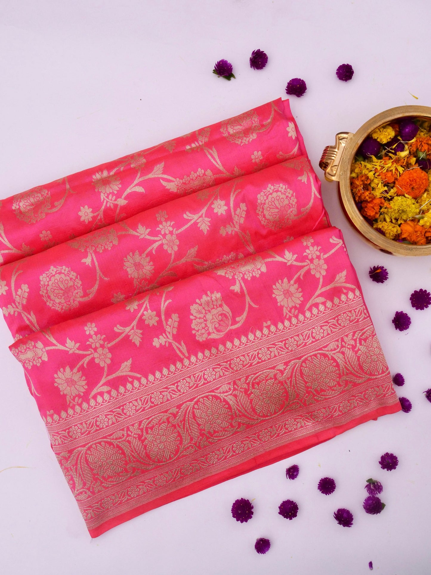 Banarasi Katan Silk Saree with Jangla Jaal and Cutwork Weave By Kalakar