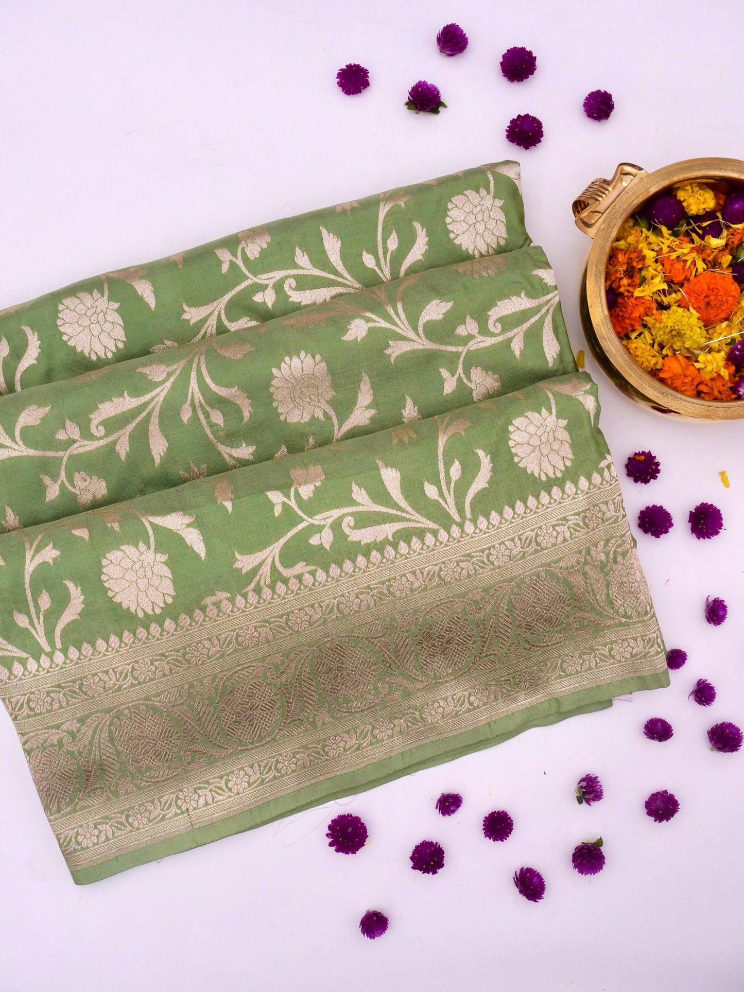 Banarasi Katan Silk Saree with Jangla Jaal and Cutwork Weave By Kalakari