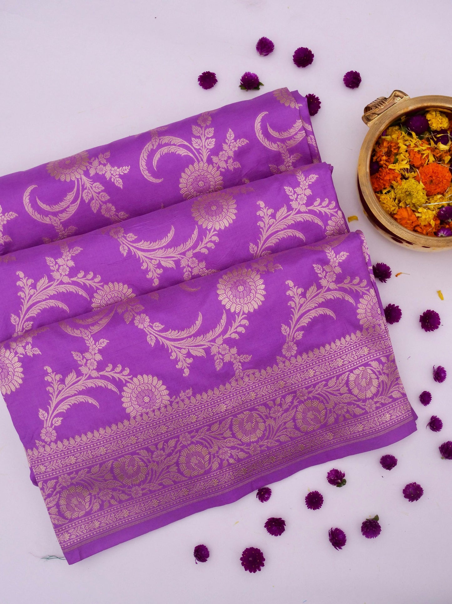 Banarasi Katan Silk Saree with Jangla Jaal and Cutwork Weave By Kalakari
