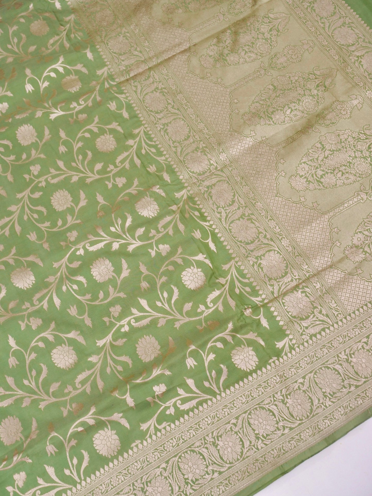 Banarasi Katan Silk Saree with Jangla Jaal and Cutwork Weave
