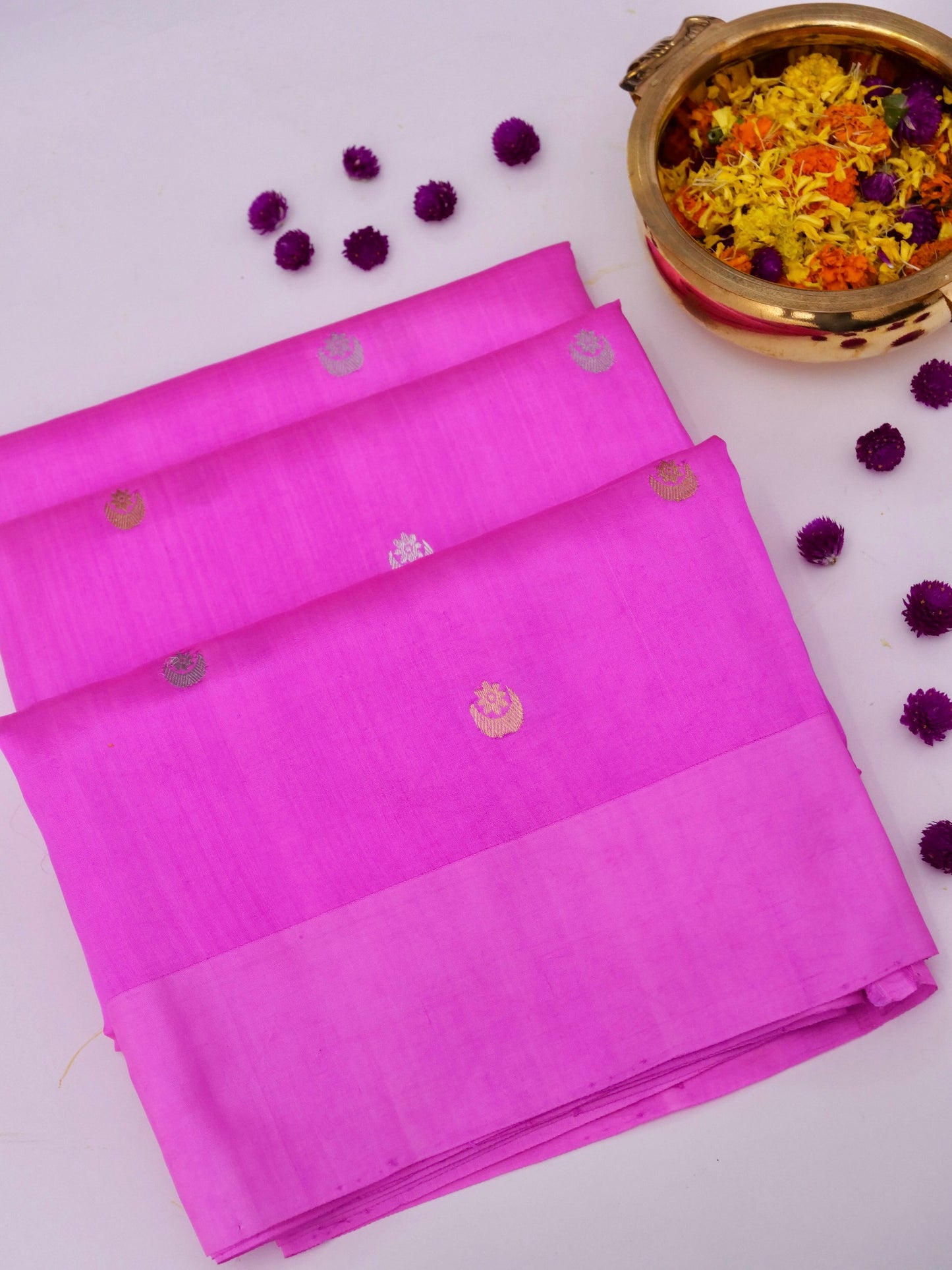 Pure Mango Katan Silk Banarasi Saree with Kadhwa Buti By Kalakari