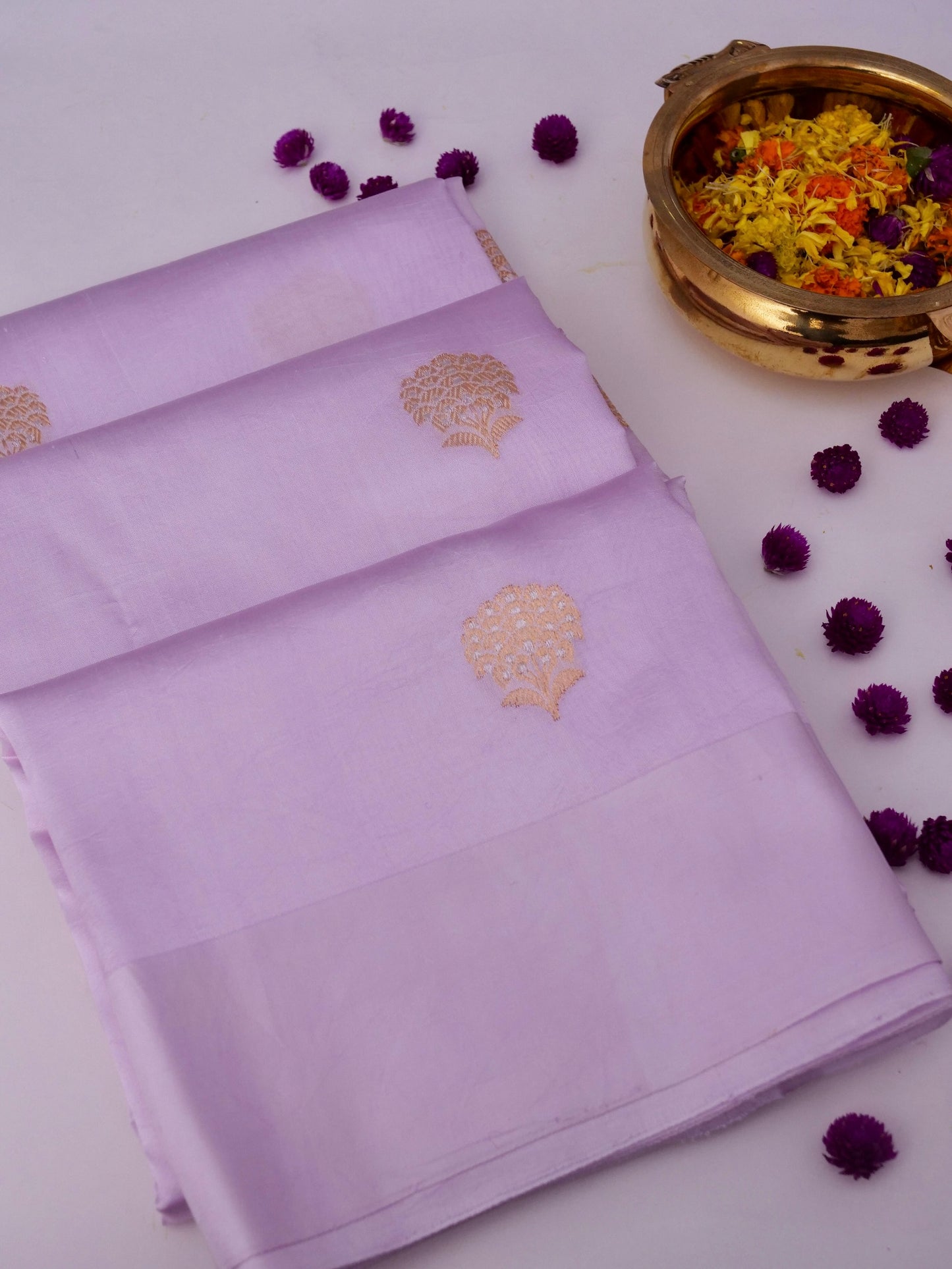 Pure Mango Katan Silk Banarasi Saree in Kadhwa Buti Work By Kalakari