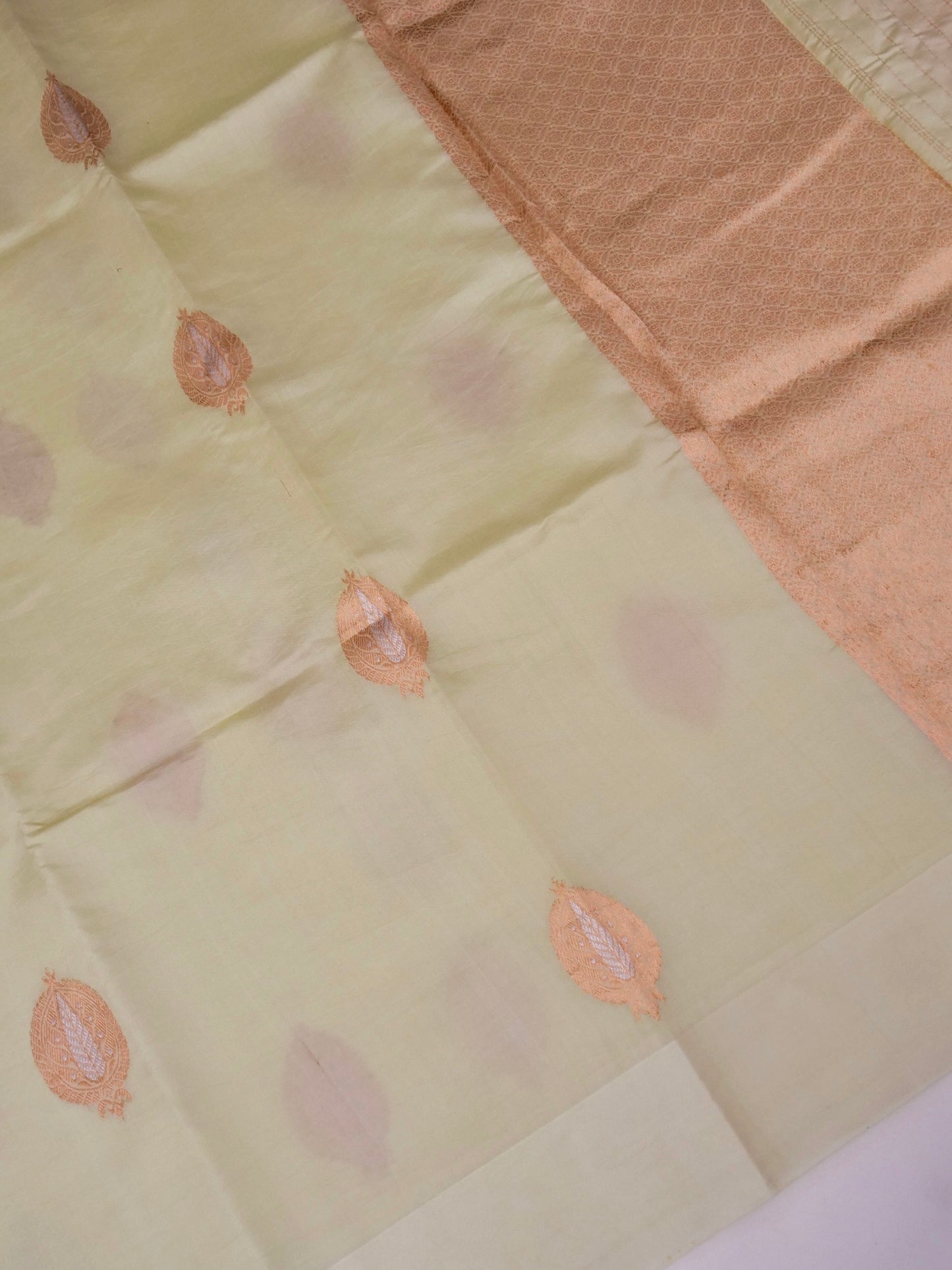 Mango Katan Silk Banarasi Saree with Handloom Kadhwa Buti