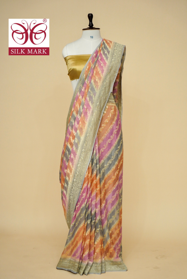 Pure Banarasi Khaddi Georgette Saree with Rangkat Design By Kalakari