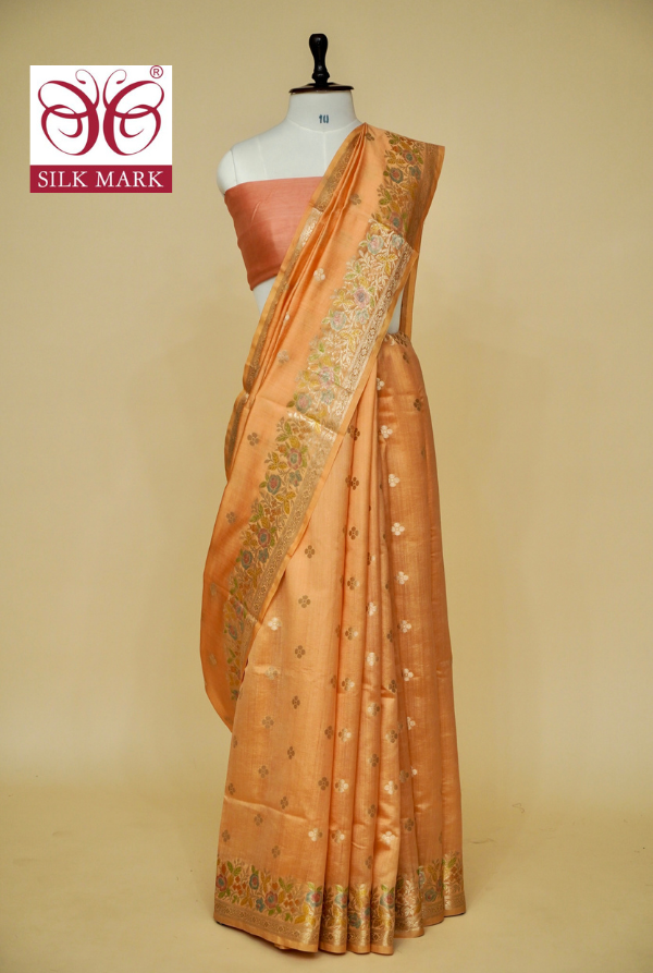 Ultra-Soft Pure Chinya Silk Banarasi Saree with Minakari By Kalakari